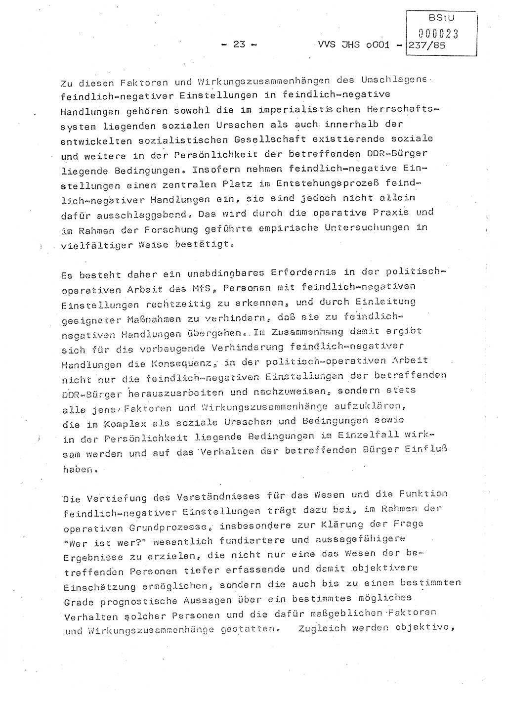 Dissertation Oberstleutnant Peter Jakulski (JHS), Oberstleutnat Christian Rudolph (HA Ⅸ), Major Horst Böttger (ZMD), Major Wolfgang Grüneberg (JHS), Major Albert Meutsch (JHS), Ministerium für Staatssicherheit (MfS) [Deutsche Demokratische Republik (DDR)], Juristische Hochschule (JHS), Vertrauliche Verschlußsache (VVS) o001-237/85, Potsdam 1985, Seite 23 (Diss. MfS DDR JHS VVS o001-237/85 1985, S. 23)