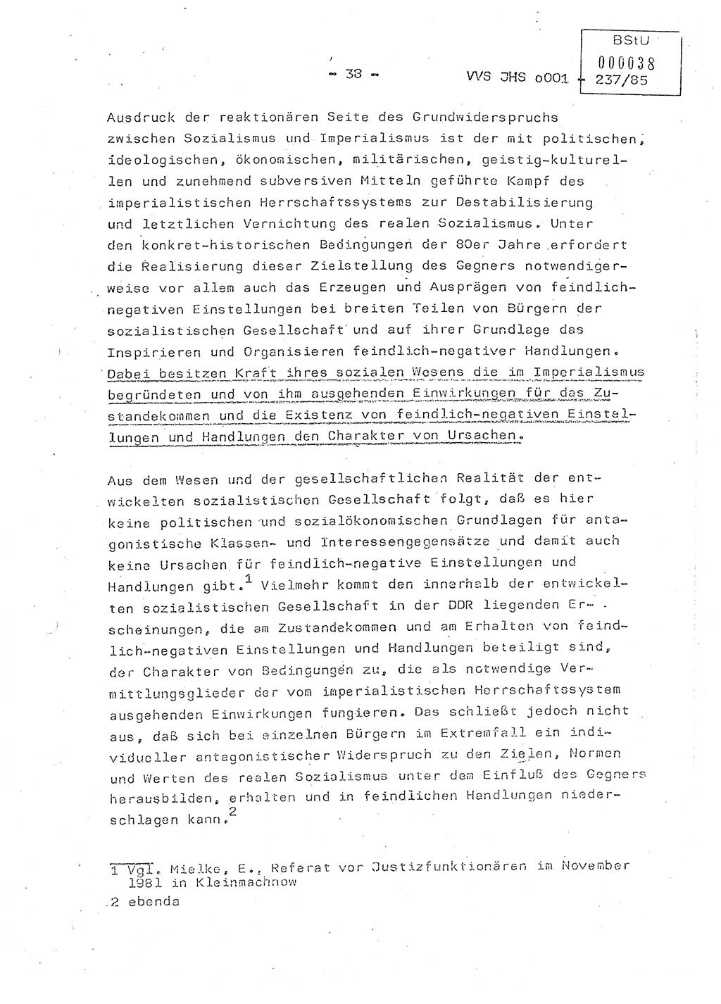 Dissertation Oberstleutnant Peter Jakulski (JHS), Oberstleutnat Christian Rudolph (HA Ⅸ), Major Horst Böttger (ZMD), Major Wolfgang Grüneberg (JHS), Major Albert Meutsch (JHS), Ministerium für Staatssicherheit (MfS) [Deutsche Demokratische Republik (DDR)], Juristische Hochschule (JHS), Vertrauliche Verschlußsache (VVS) o001-237/85, Potsdam 1985, Seite 38 (Diss. MfS DDR JHS VVS o001-237/85 1985, S. 38)