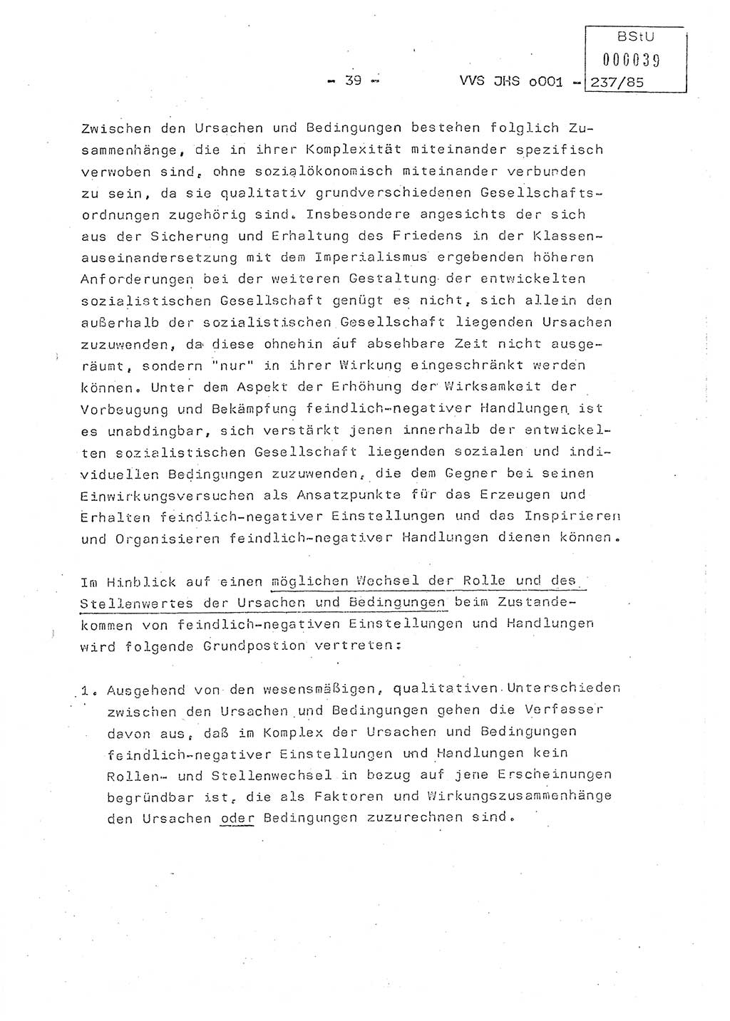 Dissertation Oberstleutnant Peter Jakulski (JHS), Oberstleutnat Christian Rudolph (HA Ⅸ), Major Horst Böttger (ZMD), Major Wolfgang Grüneberg (JHS), Major Albert Meutsch (JHS), Ministerium für Staatssicherheit (MfS) [Deutsche Demokratische Republik (DDR)], Juristische Hochschule (JHS), Vertrauliche Verschlußsache (VVS) o001-237/85, Potsdam 1985, Seite 39 (Diss. MfS DDR JHS VVS o001-237/85 1985, S. 39)