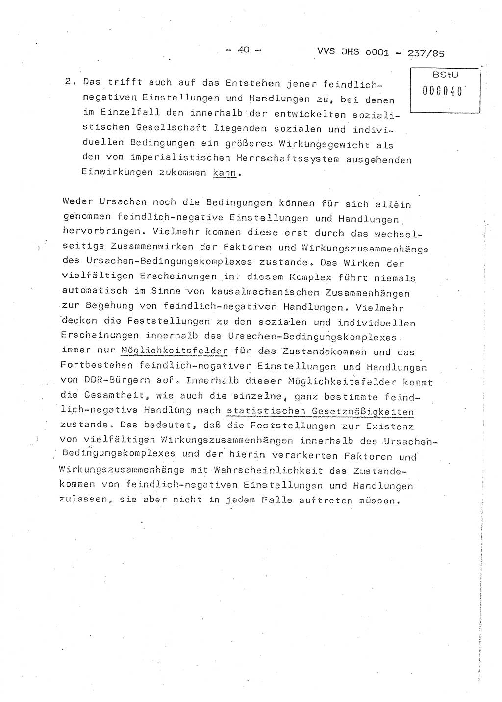 Dissertation Oberstleutnant Peter Jakulski (JHS), Oberstleutnat Christian Rudolph (HA Ⅸ), Major Horst Böttger (ZMD), Major Wolfgang Grüneberg (JHS), Major Albert Meutsch (JHS), Ministerium für Staatssicherheit (MfS) [Deutsche Demokratische Republik (DDR)], Juristische Hochschule (JHS), Vertrauliche Verschlußsache (VVS) o001-237/85, Potsdam 1985, Seite 40 (Diss. MfS DDR JHS VVS o001-237/85 1985, S. 40)