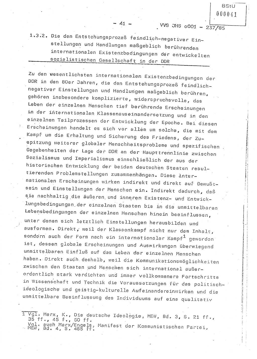 Dissertation Oberstleutnant Peter Jakulski (JHS), Oberstleutnat Christian Rudolph (HA Ⅸ), Major Horst Böttger (ZMD), Major Wolfgang Grüneberg (JHS), Major Albert Meutsch (JHS), Ministerium für Staatssicherheit (MfS) [Deutsche Demokratische Republik (DDR)], Juristische Hochschule (JHS), Vertrauliche Verschlußsache (VVS) o001-237/85, Potsdam 1985, Seite 41 (Diss. MfS DDR JHS VVS o001-237/85 1985, S. 41)