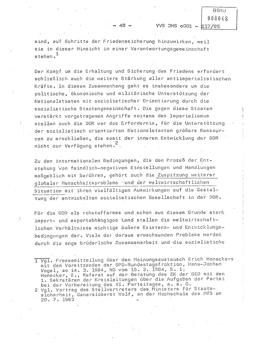 Dissertation Oberstleutnant Peter Jakulski (JHS), Oberstleutnat Christian Rudolph (HA Ⅸ), Major Horst Böttger (ZMD), Major Wolfgang Grüneberg (JHS), Major Albert Meutsch (JHS), Ministerium für Staatssicherheit (MfS) [Deutsche Demokratische Republik (DDR)], Juristische Hochschule (JHS), Vertrauliche Verschlußsache (VVS) o001-237/85, Potsdam 1985, Seite 48 (Diss. MfS DDR JHS VVS o001-237/85 1985, S. 48)