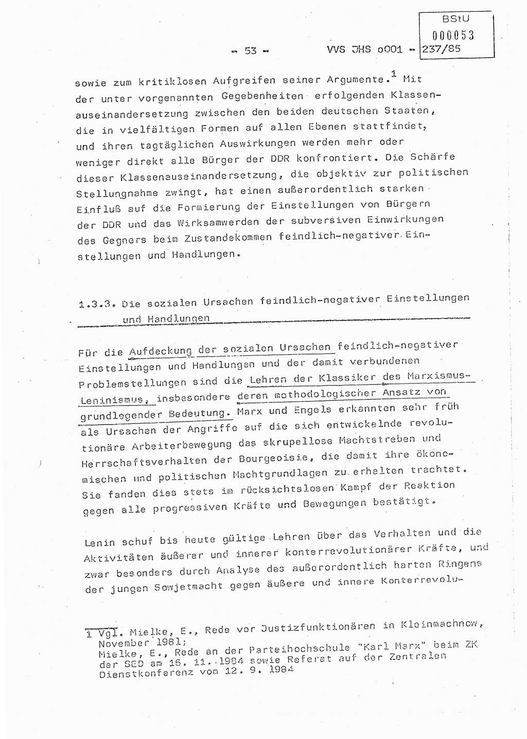 Dissertation Oberstleutnant Peter Jakulski (JHS), Oberstleutnat Christian Rudolph (HA Ⅸ), Major Horst Böttger (ZMD), Major Wolfgang Grüneberg (JHS), Major Albert Meutsch (JHS), Ministerium für Staatssicherheit (MfS) [Deutsche Demokratische Republik (DDR)], Juristische Hochschule (JHS), Vertrauliche Verschlußsache (VVS) o001-237/85, Potsdam 1985, Seite 53 (Diss. MfS DDR JHS VVS o001-237/85 1985, S. 53)