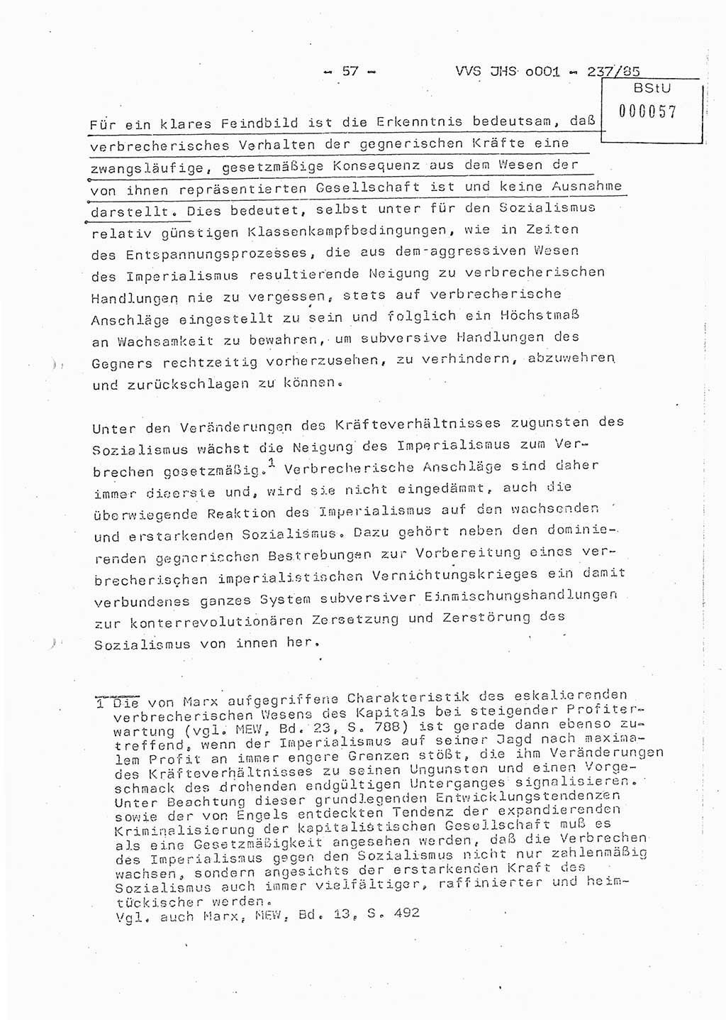 Dissertation Oberstleutnant Peter Jakulski (JHS), Oberstleutnat Christian Rudolph (HA Ⅸ), Major Horst Böttger (ZMD), Major Wolfgang Grüneberg (JHS), Major Albert Meutsch (JHS), Ministerium für Staatssicherheit (MfS) [Deutsche Demokratische Republik (DDR)], Juristische Hochschule (JHS), Vertrauliche Verschlußsache (VVS) o001-237/85, Potsdam 1985, Seite 57 (Diss. MfS DDR JHS VVS o001-237/85 1985, S. 57)