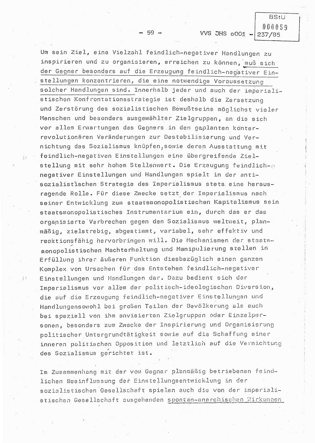 Dissertation Oberstleutnant Peter Jakulski (JHS), Oberstleutnat Christian Rudolph (HA Ⅸ), Major Horst Böttger (ZMD), Major Wolfgang Grüneberg (JHS), Major Albert Meutsch (JHS), Ministerium für Staatssicherheit (MfS) [Deutsche Demokratische Republik (DDR)], Juristische Hochschule (JHS), Vertrauliche Verschlußsache (VVS) o001-237/85, Potsdam 1985, Seite 59 (Diss. MfS DDR JHS VVS o001-237/85 1985, S. 59)