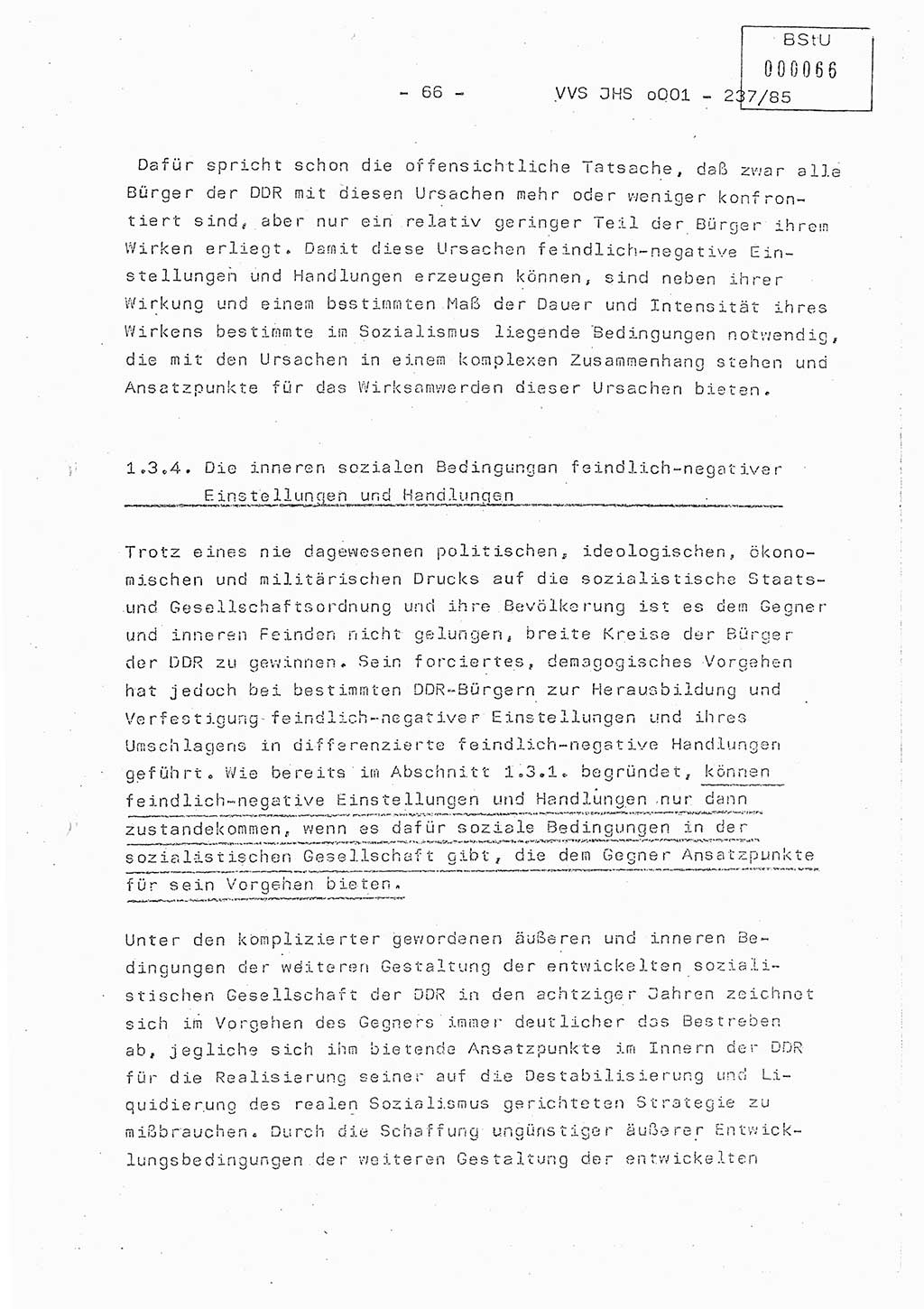 Dissertation Oberstleutnant Peter Jakulski (JHS), Oberstleutnat Christian Rudolph (HA Ⅸ), Major Horst Böttger (ZMD), Major Wolfgang Grüneberg (JHS), Major Albert Meutsch (JHS), Ministerium für Staatssicherheit (MfS) [Deutsche Demokratische Republik (DDR)], Juristische Hochschule (JHS), Vertrauliche Verschlußsache (VVS) o001-237/85, Potsdam 1985, Seite 66 (Diss. MfS DDR JHS VVS o001-237/85 1985, S. 66)