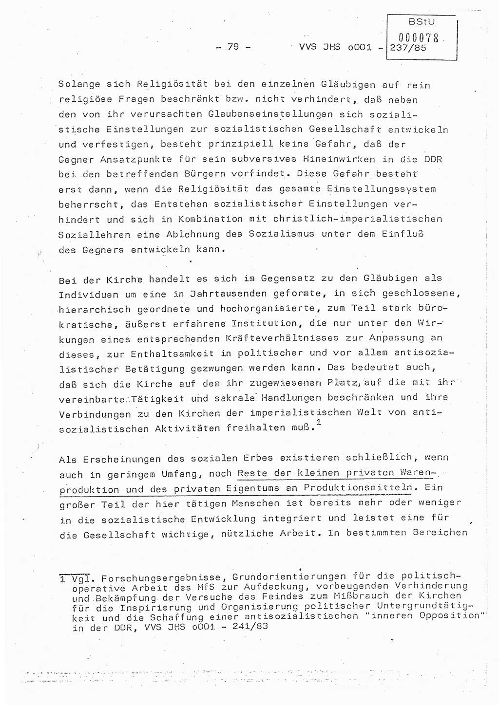 Dissertation Oberstleutnant Peter Jakulski (JHS), Oberstleutnat Christian Rudolph (HA Ⅸ), Major Horst Böttger (ZMD), Major Wolfgang Grüneberg (JHS), Major Albert Meutsch (JHS), Ministerium für Staatssicherheit (MfS) [Deutsche Demokratische Republik (DDR)], Juristische Hochschule (JHS), Vertrauliche Verschlußsache (VVS) o001-237/85, Potsdam 1985, Seite 79 (Diss. MfS DDR JHS VVS o001-237/85 1985, S. 79)