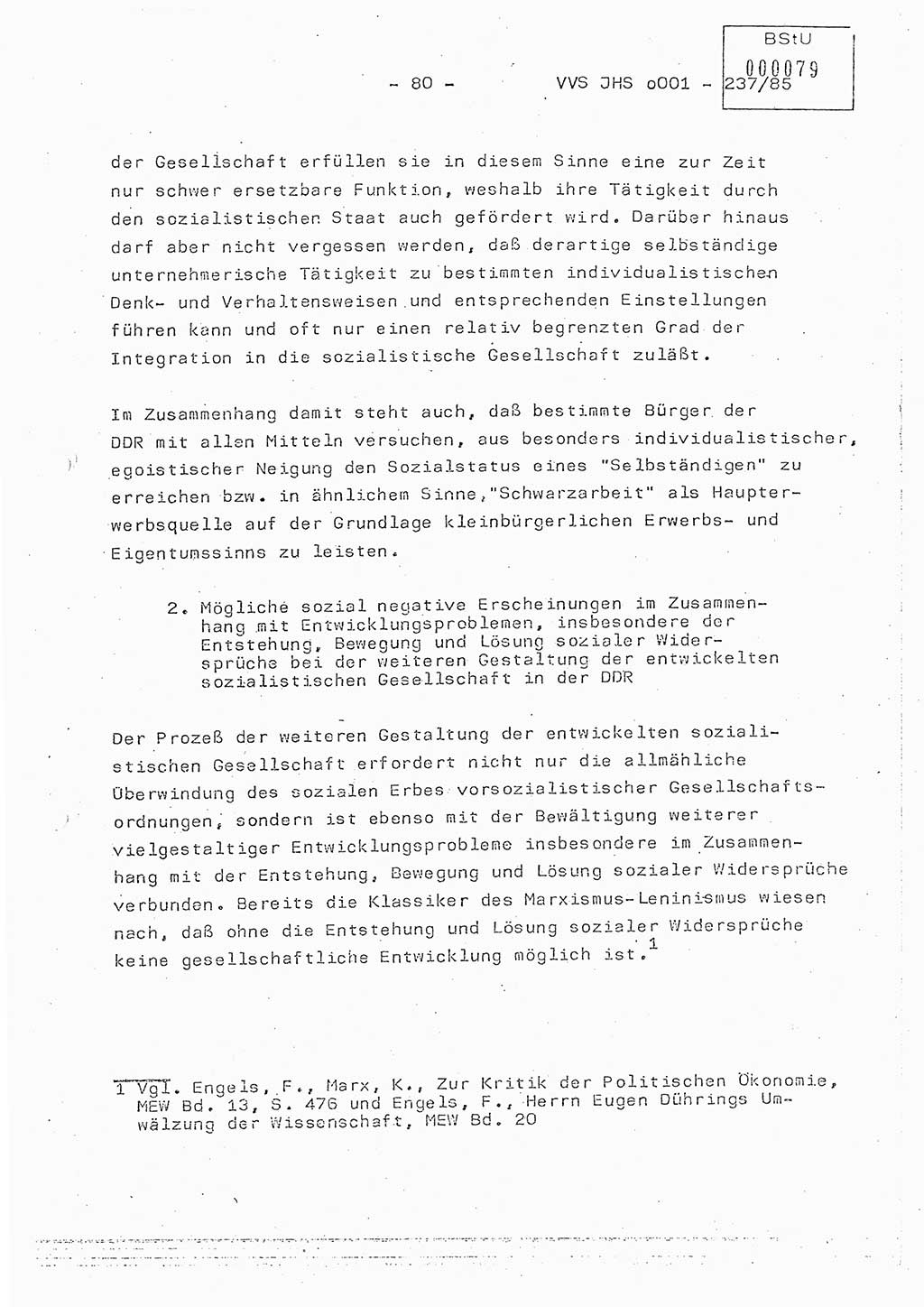 Dissertation Oberstleutnant Peter Jakulski (JHS), Oberstleutnat Christian Rudolph (HA Ⅸ), Major Horst Böttger (ZMD), Major Wolfgang Grüneberg (JHS), Major Albert Meutsch (JHS), Ministerium für Staatssicherheit (MfS) [Deutsche Demokratische Republik (DDR)], Juristische Hochschule (JHS), Vertrauliche Verschlußsache (VVS) o001-237/85, Potsdam 1985, Seite 80 (Diss. MfS DDR JHS VVS o001-237/85 1985, S. 80)