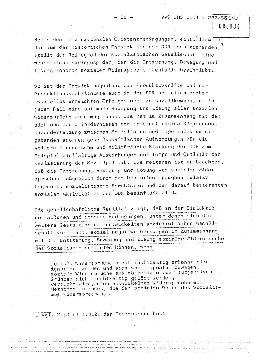 Dissertation Oberstleutnant Peter Jakulski (JHS), Oberstleutnat Christian Rudolph (HA Ⅸ), Major Horst Böttger (ZMD), Major Wolfgang Grüneberg (JHS), Major Albert Meutsch (JHS), Ministerium für Staatssicherheit (MfS) [Deutsche Demokratische Republik (DDR)], Juristische Hochschule (JHS), Vertrauliche Verschlußsache (VVS) o001-237/85, Potsdam 1985, Seite 85 (Diss. MfS DDR JHS VVS o001-237/85 1985, S. 85)