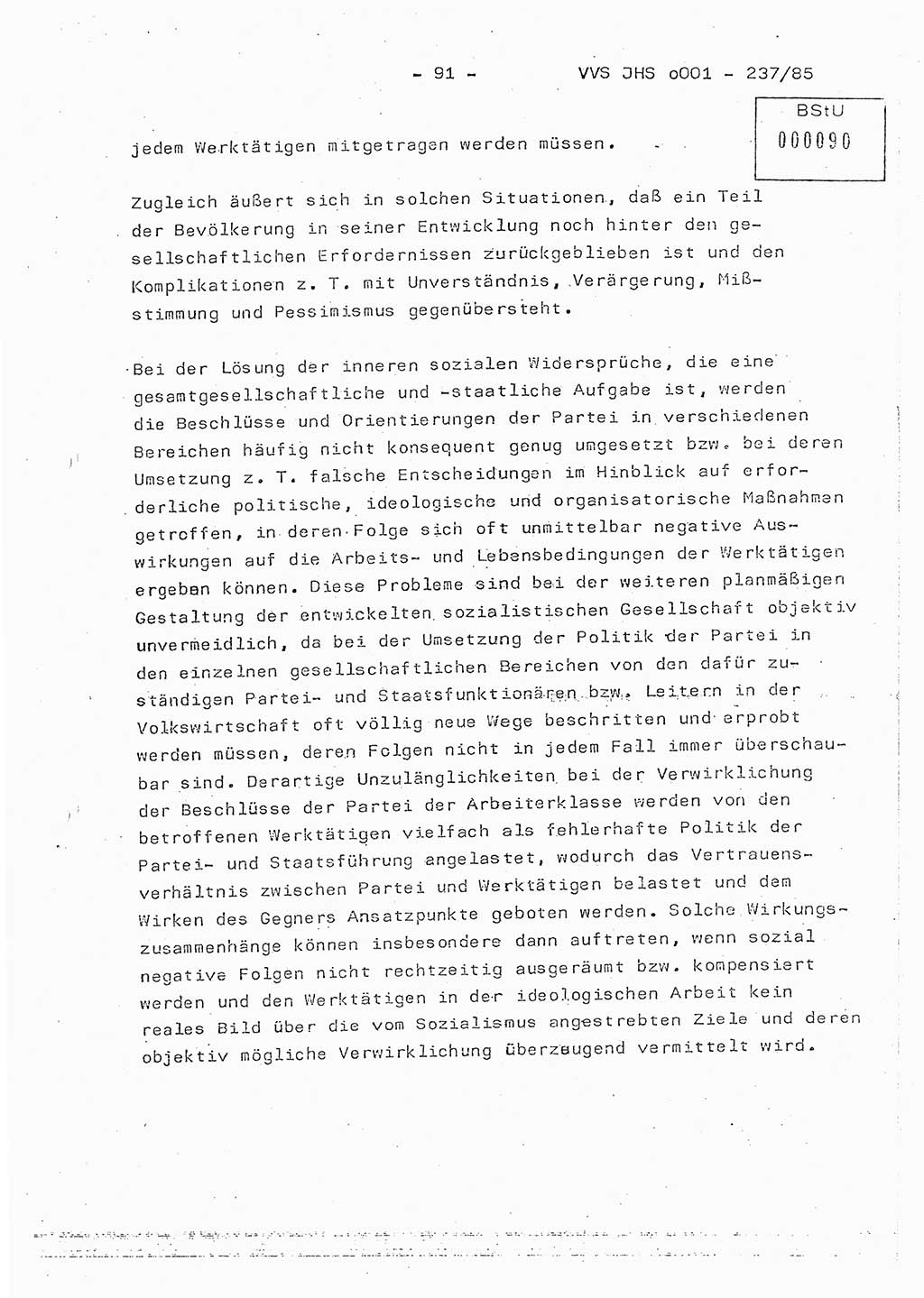 Dissertation Oberstleutnant Peter Jakulski (JHS), Oberstleutnat Christian Rudolph (HA Ⅸ), Major Horst Böttger (ZMD), Major Wolfgang Grüneberg (JHS), Major Albert Meutsch (JHS), Ministerium für Staatssicherheit (MfS) [Deutsche Demokratische Republik (DDR)], Juristische Hochschule (JHS), Vertrauliche Verschlußsache (VVS) o001-237/85, Potsdam 1985, Seite 91 (Diss. MfS DDR JHS VVS o001-237/85 1985, S. 91)