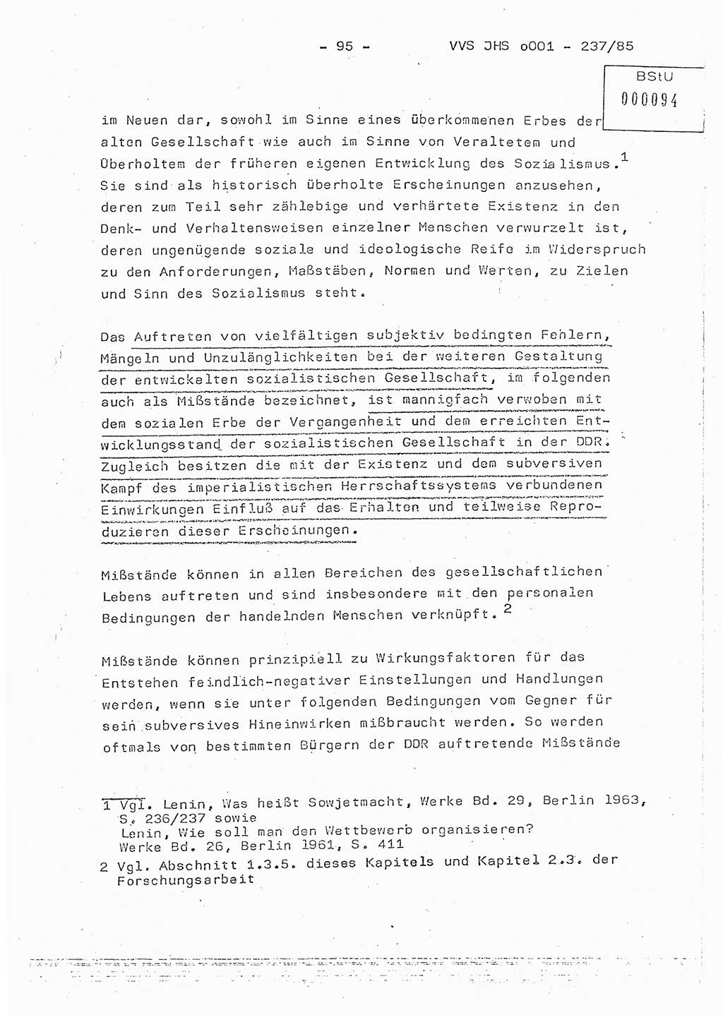 Dissertation Oberstleutnant Peter Jakulski (JHS), Oberstleutnat Christian Rudolph (HA Ⅸ), Major Horst Böttger (ZMD), Major Wolfgang Grüneberg (JHS), Major Albert Meutsch (JHS), Ministerium für Staatssicherheit (MfS) [Deutsche Demokratische Republik (DDR)], Juristische Hochschule (JHS), Vertrauliche Verschlußsache (VVS) o001-237/85, Potsdam 1985, Seite 95 (Diss. MfS DDR JHS VVS o001-237/85 1985, S. 95)