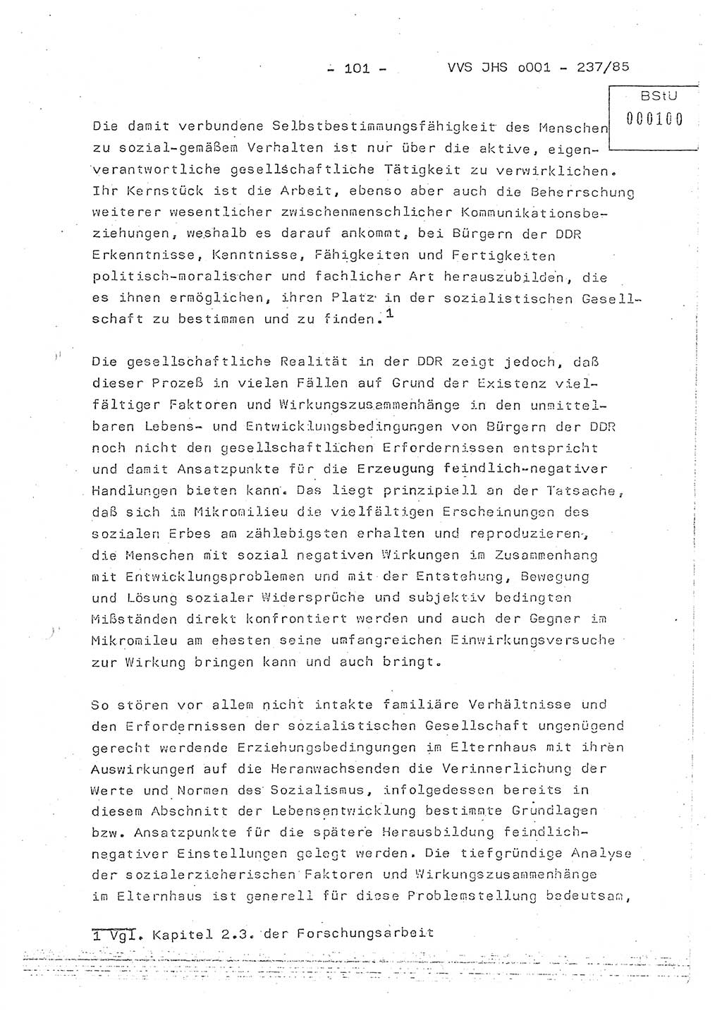 Dissertation Oberstleutnant Peter Jakulski (JHS), Oberstleutnat Christian Rudolph (HA Ⅸ), Major Horst Böttger (ZMD), Major Wolfgang Grüneberg (JHS), Major Albert Meutsch (JHS), Ministerium für Staatssicherheit (MfS) [Deutsche Demokratische Republik (DDR)], Juristische Hochschule (JHS), Vertrauliche Verschlußsache (VVS) o001-237/85, Potsdam 1985, Seite 101 (Diss. MfS DDR JHS VVS o001-237/85 1985, S. 101)