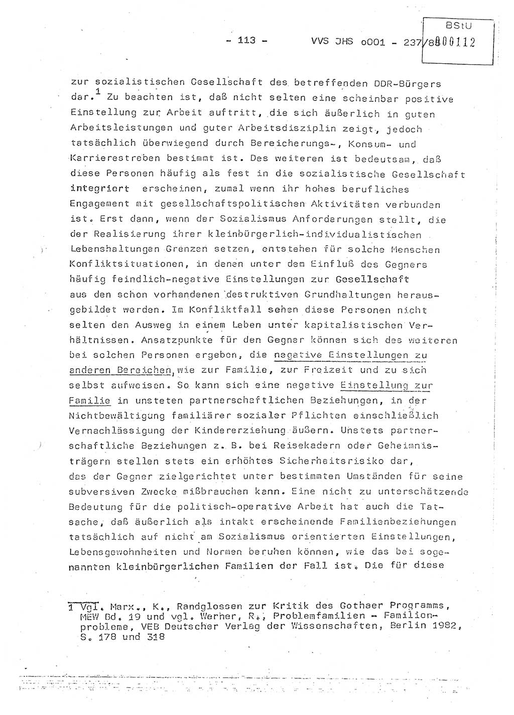 Dissertation Oberstleutnant Peter Jakulski (JHS), Oberstleutnat Christian Rudolph (HA Ⅸ), Major Horst Böttger (ZMD), Major Wolfgang Grüneberg (JHS), Major Albert Meutsch (JHS), Ministerium für Staatssicherheit (MfS) [Deutsche Demokratische Republik (DDR)], Juristische Hochschule (JHS), Vertrauliche Verschlußsache (VVS) o001-237/85, Potsdam 1985, Seite 113 (Diss. MfS DDR JHS VVS o001-237/85 1985, S. 113)