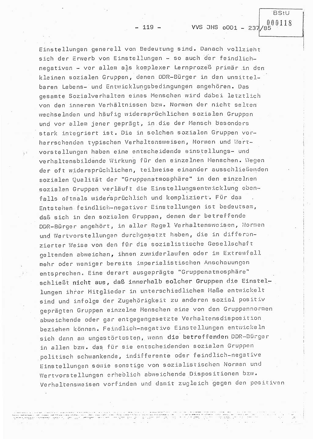 Dissertation Oberstleutnant Peter Jakulski (JHS), Oberstleutnat Christian Rudolph (HA Ⅸ), Major Horst Böttger (ZMD), Major Wolfgang Grüneberg (JHS), Major Albert Meutsch (JHS), Ministerium für Staatssicherheit (MfS) [Deutsche Demokratische Republik (DDR)], Juristische Hochschule (JHS), Vertrauliche Verschlußsache (VVS) o001-237/85, Potsdam 1985, Seite 119 (Diss. MfS DDR JHS VVS o001-237/85 1985, S. 119)