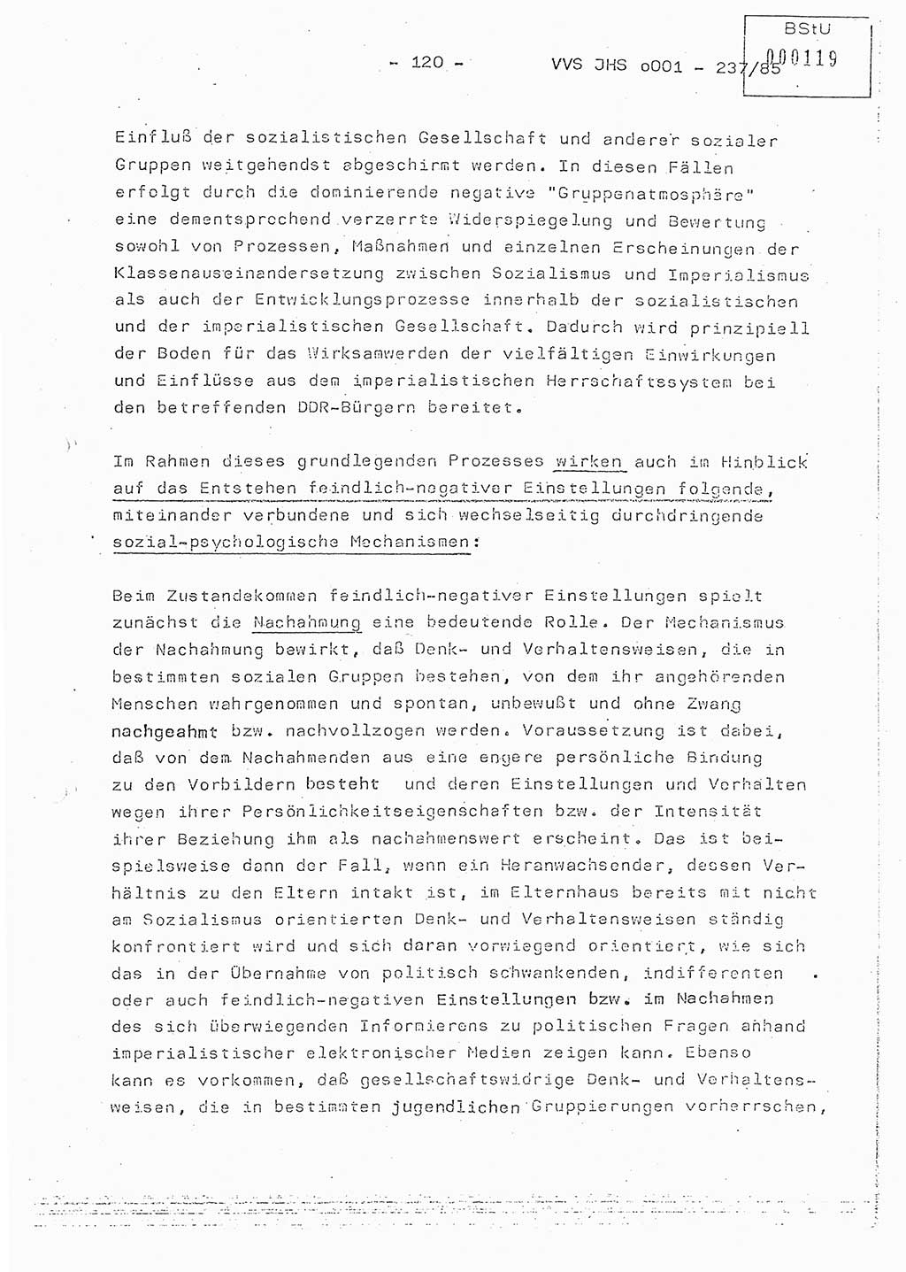 Dissertation Oberstleutnant Peter Jakulski (JHS), Oberstleutnat Christian Rudolph (HA Ⅸ), Major Horst Böttger (ZMD), Major Wolfgang Grüneberg (JHS), Major Albert Meutsch (JHS), Ministerium für Staatssicherheit (MfS) [Deutsche Demokratische Republik (DDR)], Juristische Hochschule (JHS), Vertrauliche Verschlußsache (VVS) o001-237/85, Potsdam 1985, Seite 120 (Diss. MfS DDR JHS VVS o001-237/85 1985, S. 120)