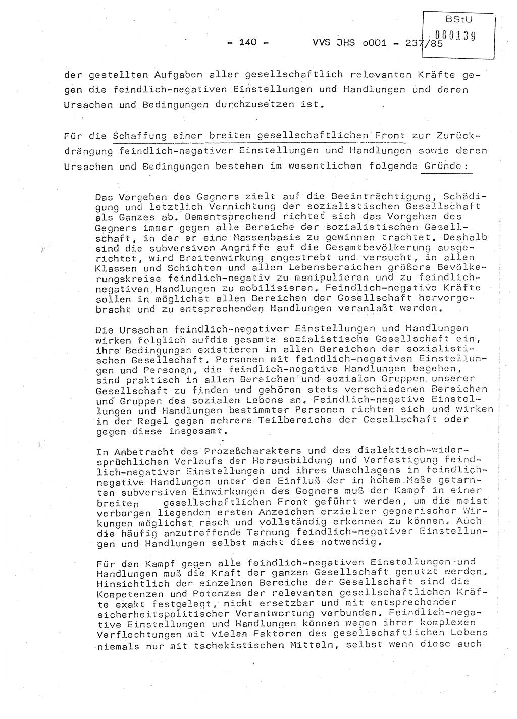 Dissertation Oberstleutnant Peter Jakulski (JHS), Oberstleutnat Christian Rudolph (HA Ⅸ), Major Horst Böttger (ZMD), Major Wolfgang Grüneberg (JHS), Major Albert Meutsch (JHS), Ministerium für Staatssicherheit (MfS) [Deutsche Demokratische Republik (DDR)], Juristische Hochschule (JHS), Vertrauliche Verschlußsache (VVS) o001-237/85, Potsdam 1985, Seite 140 (Diss. MfS DDR JHS VVS o001-237/85 1985, S. 140)