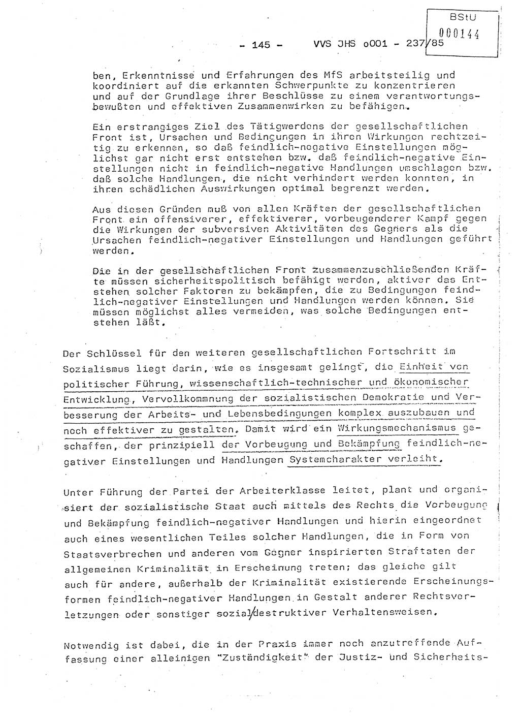 Dissertation Oberstleutnant Peter Jakulski (JHS), Oberstleutnat Christian Rudolph (HA Ⅸ), Major Horst Böttger (ZMD), Major Wolfgang Grüneberg (JHS), Major Albert Meutsch (JHS), Ministerium für Staatssicherheit (MfS) [Deutsche Demokratische Republik (DDR)], Juristische Hochschule (JHS), Vertrauliche Verschlußsache (VVS) o001-237/85, Potsdam 1985, Seite 145 (Diss. MfS DDR JHS VVS o001-237/85 1985, S. 145)
