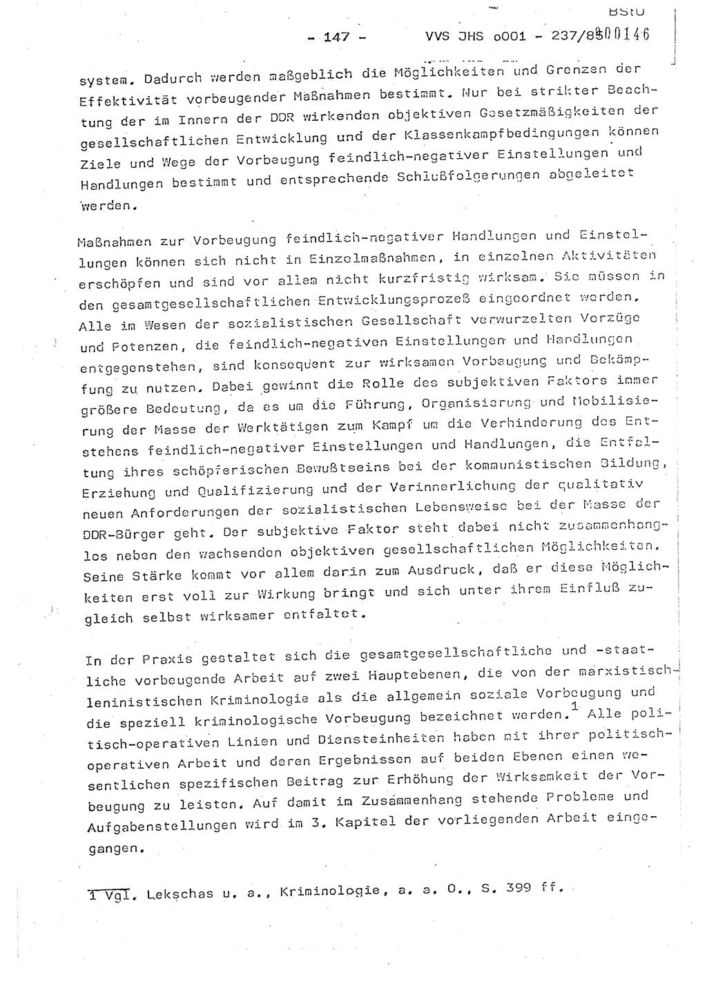Dissertation Oberstleutnant Peter Jakulski (JHS), Oberstleutnat Christian Rudolph (HA Ⅸ), Major Horst Böttger (ZMD), Major Wolfgang Grüneberg (JHS), Major Albert Meutsch (JHS), Ministerium für Staatssicherheit (MfS) [Deutsche Demokratische Republik (DDR)], Juristische Hochschule (JHS), Vertrauliche Verschlußsache (VVS) o001-237/85, Potsdam 1985, Seite 147 (Diss. MfS DDR JHS VVS o001-237/85 1985, S. 147)