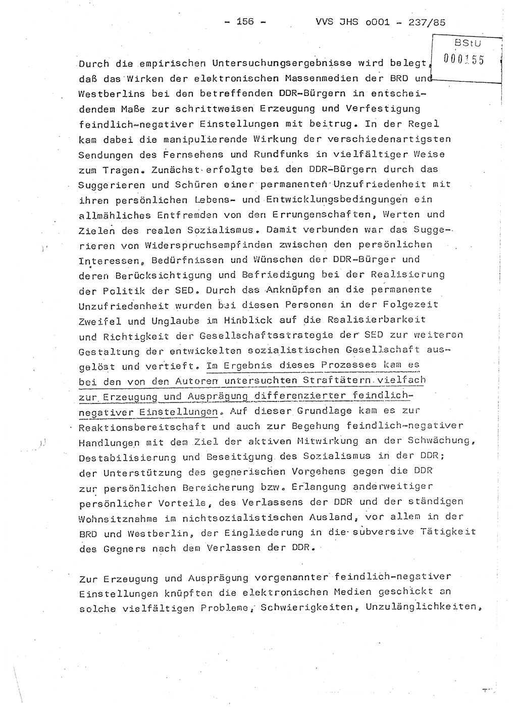 Dissertation Oberstleutnant Peter Jakulski (JHS), Oberstleutnat Christian Rudolph (HA Ⅸ), Major Horst Böttger (ZMD), Major Wolfgang Grüneberg (JHS), Major Albert Meutsch (JHS), Ministerium für Staatssicherheit (MfS) [Deutsche Demokratische Republik (DDR)], Juristische Hochschule (JHS), Vertrauliche Verschlußsache (VVS) o001-237/85, Potsdam 1985, Seite 156 (Diss. MfS DDR JHS VVS o001-237/85 1985, S. 156)