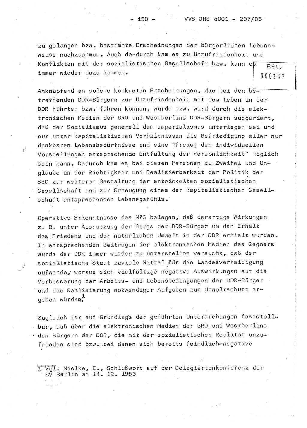 Dissertation Oberstleutnant Peter Jakulski (JHS), Oberstleutnat Christian Rudolph (HA Ⅸ), Major Horst Böttger (ZMD), Major Wolfgang Grüneberg (JHS), Major Albert Meutsch (JHS), Ministerium für Staatssicherheit (MfS) [Deutsche Demokratische Republik (DDR)], Juristische Hochschule (JHS), Vertrauliche Verschlußsache (VVS) o001-237/85, Potsdam 1985, Seite 158 (Diss. MfS DDR JHS VVS o001-237/85 1985, S. 158)