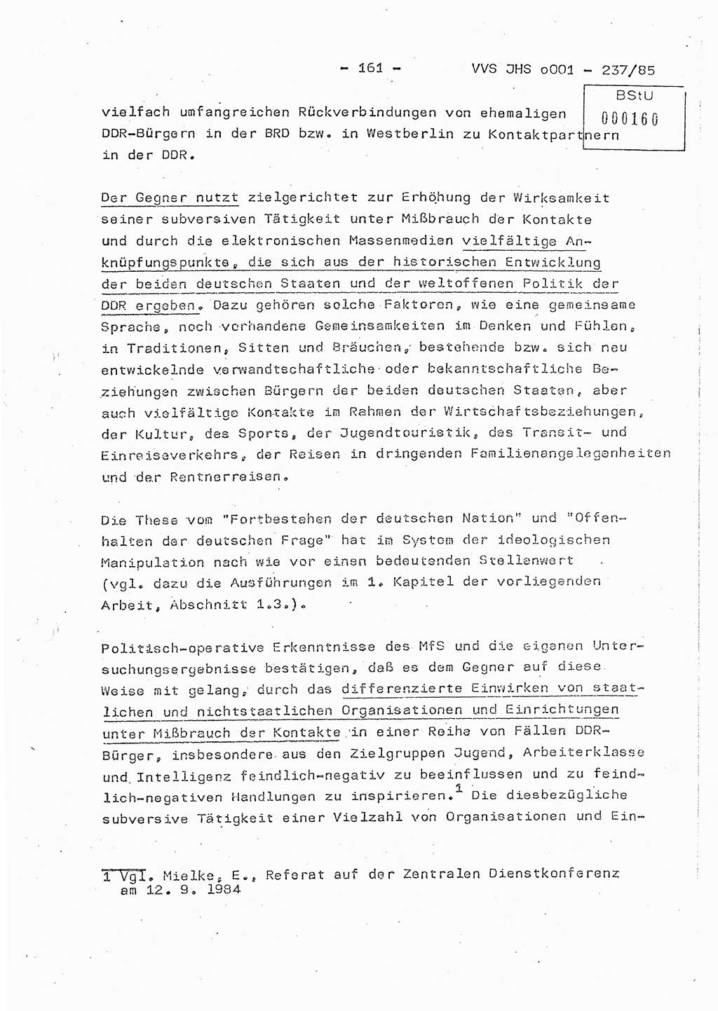 Dissertation Oberstleutnant Peter Jakulski (JHS), Oberstleutnat Christian Rudolph (HA Ⅸ), Major Horst Böttger (ZMD), Major Wolfgang Grüneberg (JHS), Major Albert Meutsch (JHS), Ministerium für Staatssicherheit (MfS) [Deutsche Demokratische Republik (DDR)], Juristische Hochschule (JHS), Vertrauliche Verschlußsache (VVS) o001-237/85, Potsdam 1985, Seite 161 (Diss. MfS DDR JHS VVS o001-237/85 1985, S. 161)