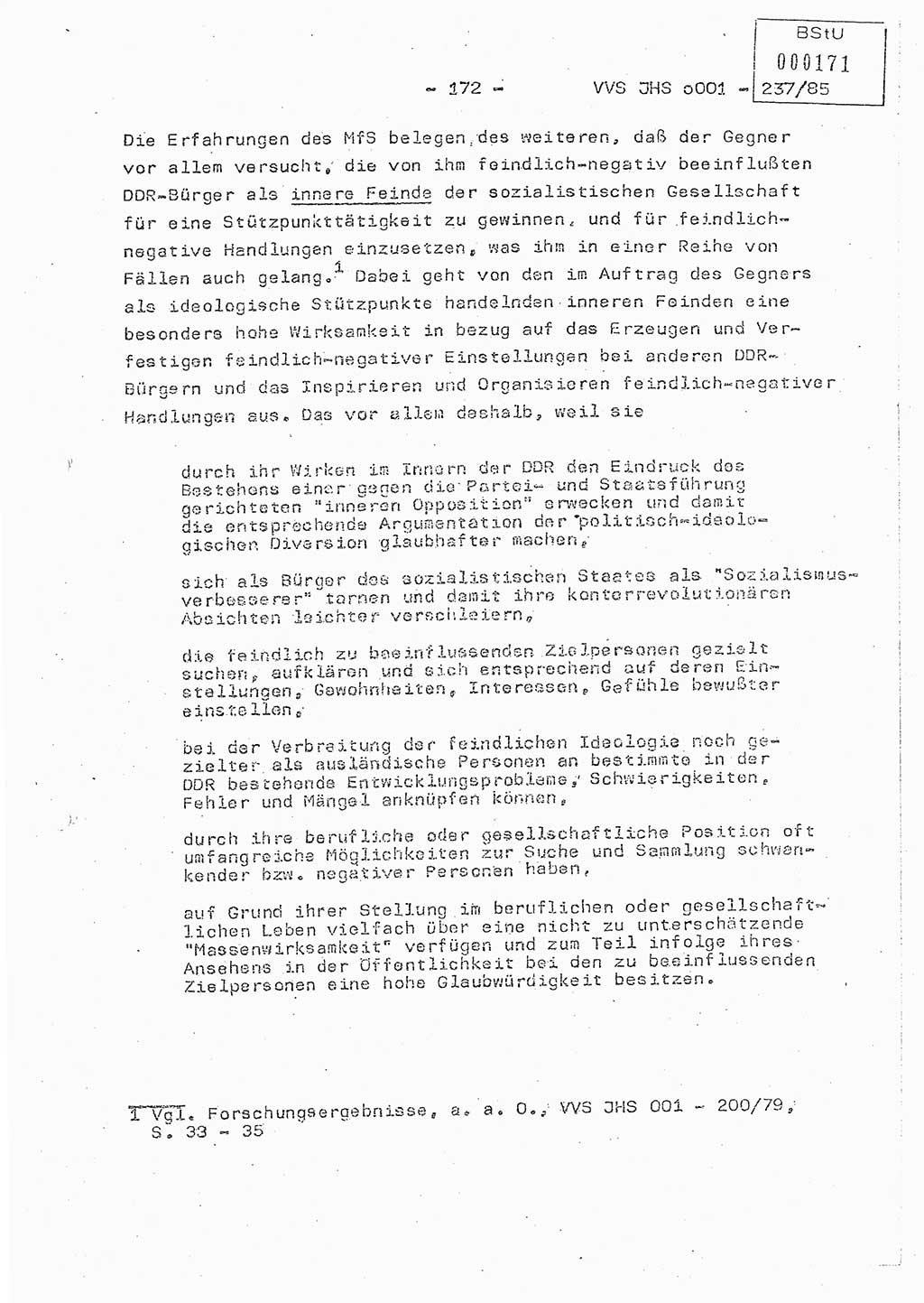 Dissertation Oberstleutnant Peter Jakulski (JHS), Oberstleutnat Christian Rudolph (HA Ⅸ), Major Horst Böttger (ZMD), Major Wolfgang Grüneberg (JHS), Major Albert Meutsch (JHS), Ministerium für Staatssicherheit (MfS) [Deutsche Demokratische Republik (DDR)], Juristische Hochschule (JHS), Vertrauliche Verschlußsache (VVS) o001-237/85, Potsdam 1985, Seite 172 (Diss. MfS DDR JHS VVS o001-237/85 1985, S. 172)