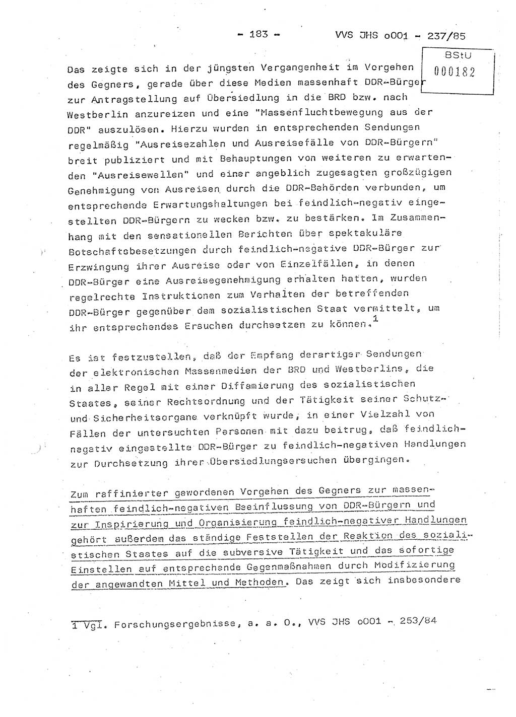 Dissertation Oberstleutnant Peter Jakulski (JHS), Oberstleutnat Christian Rudolph (HA Ⅸ), Major Horst Böttger (ZMD), Major Wolfgang Grüneberg (JHS), Major Albert Meutsch (JHS), Ministerium für Staatssicherheit (MfS) [Deutsche Demokratische Republik (DDR)], Juristische Hochschule (JHS), Vertrauliche Verschlußsache (VVS) o001-237/85, Potsdam 1985, Seite 183 (Diss. MfS DDR JHS VVS o001-237/85 1985, S. 183)