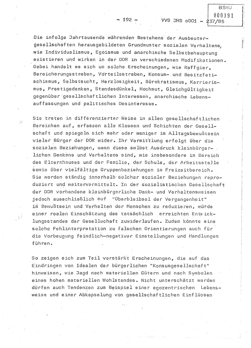 Dissertation Oberstleutnant Peter Jakulski (JHS), Oberstleutnat Christian Rudolph (HA Ⅸ), Major Horst Böttger (ZMD), Major Wolfgang Grüneberg (JHS), Major Albert Meutsch (JHS), Ministerium für Staatssicherheit (MfS) [Deutsche Demokratische Republik (DDR)], Juristische Hochschule (JHS), Vertrauliche Verschlußsache (VVS) o001-237/85, Potsdam 1985, Seite 192 (Diss. MfS DDR JHS VVS o001-237/85 1985, S. 192)