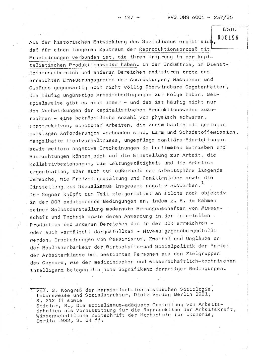 Dissertation Oberstleutnant Peter Jakulski (JHS), Oberstleutnat Christian Rudolph (HA Ⅸ), Major Horst Böttger (ZMD), Major Wolfgang Grüneberg (JHS), Major Albert Meutsch (JHS), Ministerium für Staatssicherheit (MfS) [Deutsche Demokratische Republik (DDR)], Juristische Hochschule (JHS), Vertrauliche Verschlußsache (VVS) o001-237/85, Potsdam 1985, Seite 197 (Diss. MfS DDR JHS VVS o001-237/85 1985, S. 197)