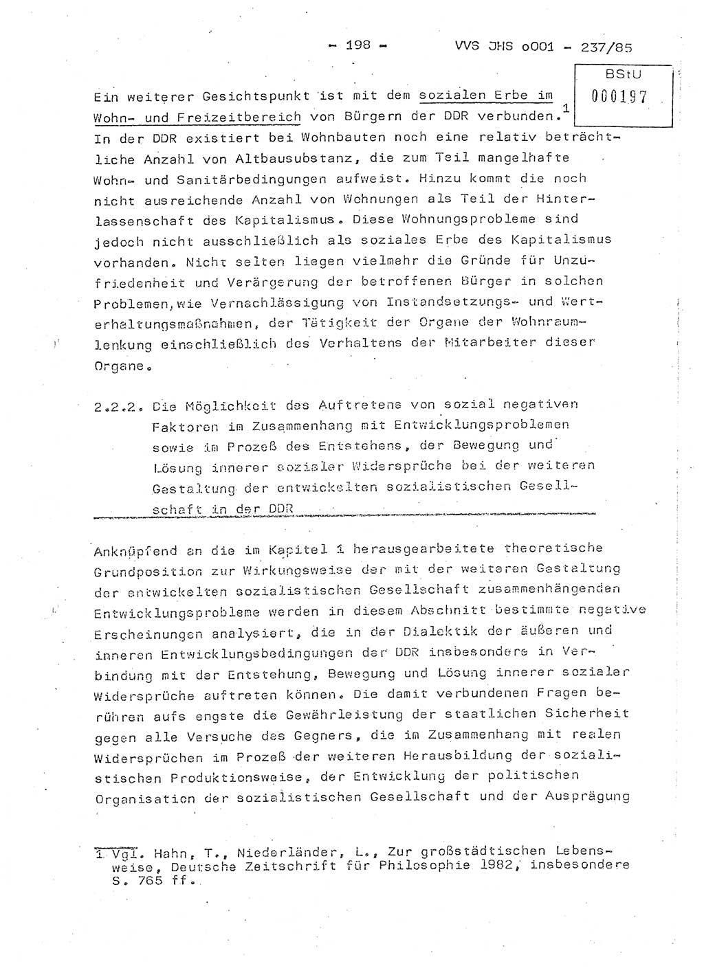 Dissertation Oberstleutnant Peter Jakulski (JHS), Oberstleutnat Christian Rudolph (HA Ⅸ), Major Horst Böttger (ZMD), Major Wolfgang Grüneberg (JHS), Major Albert Meutsch (JHS), Ministerium für Staatssicherheit (MfS) [Deutsche Demokratische Republik (DDR)], Juristische Hochschule (JHS), Vertrauliche Verschlußsache (VVS) o001-237/85, Potsdam 1985, Seite 198 (Diss. MfS DDR JHS VVS o001-237/85 1985, S. 198)