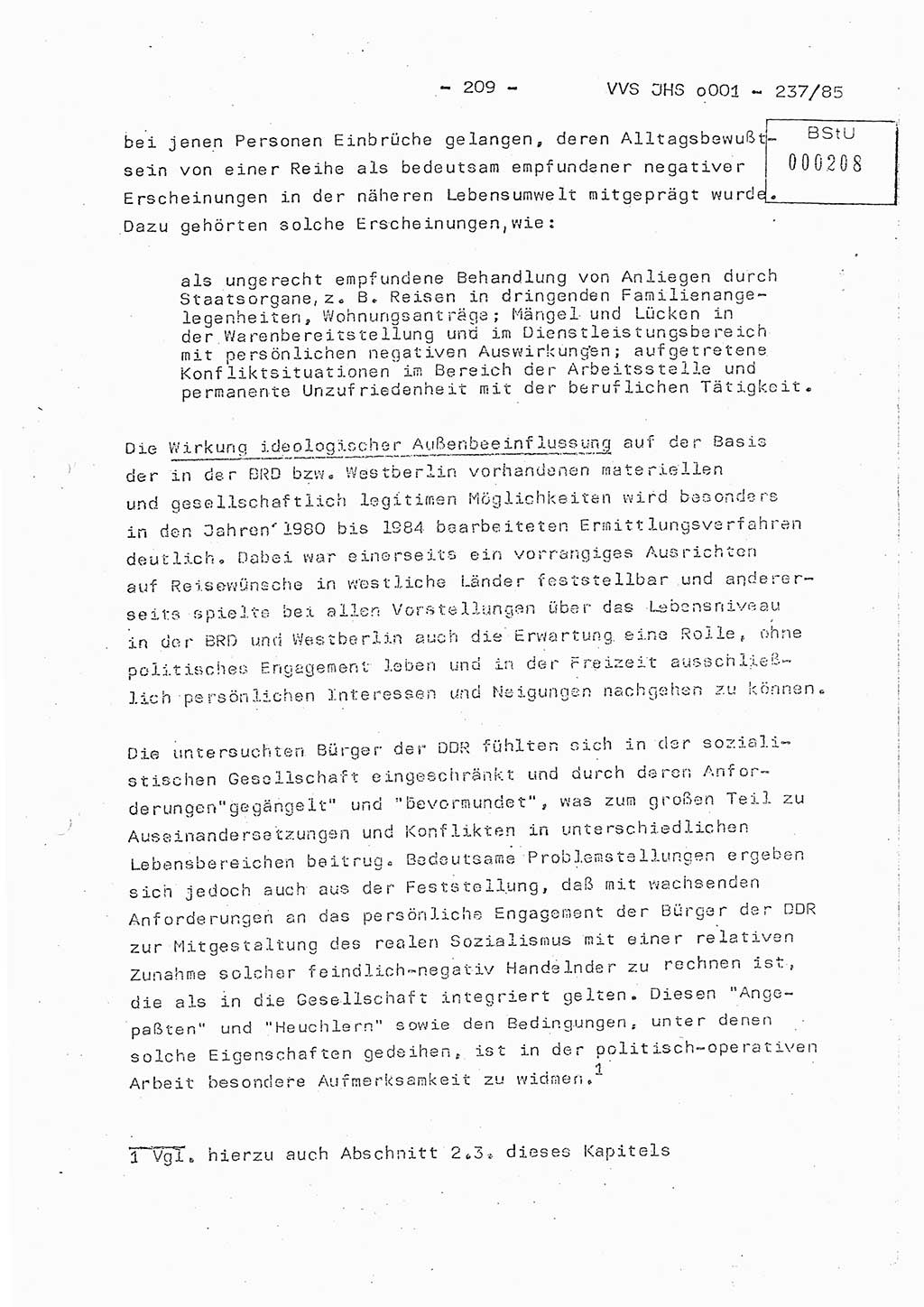 Dissertation Oberstleutnant Peter Jakulski (JHS), Oberstleutnat Christian Rudolph (HA Ⅸ), Major Horst Böttger (ZMD), Major Wolfgang Grüneberg (JHS), Major Albert Meutsch (JHS), Ministerium für Staatssicherheit (MfS) [Deutsche Demokratische Republik (DDR)], Juristische Hochschule (JHS), Vertrauliche Verschlußsache (VVS) o001-237/85, Potsdam 1985, Seite 209 (Diss. MfS DDR JHS VVS o001-237/85 1985, S. 209)