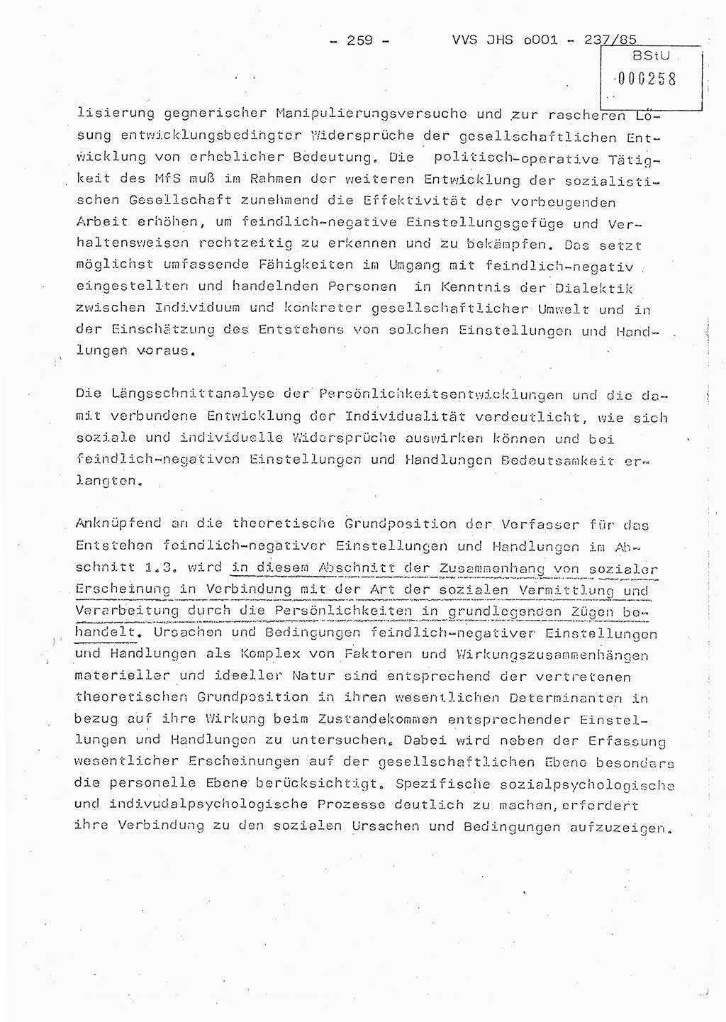 Dissertation Oberstleutnant Peter Jakulski (JHS), Oberstleutnat Christian Rudolph (HA Ⅸ), Major Horst Böttger (ZMD), Major Wolfgang Grüneberg (JHS), Major Albert Meutsch (JHS), Ministerium für Staatssicherheit (MfS) [Deutsche Demokratische Republik (DDR)], Juristische Hochschule (JHS), Vertrauliche Verschlußsache (VVS) o001-237/85, Potsdam 1985, Seite 259 (Diss. MfS DDR JHS VVS o001-237/85 1985, S. 259)