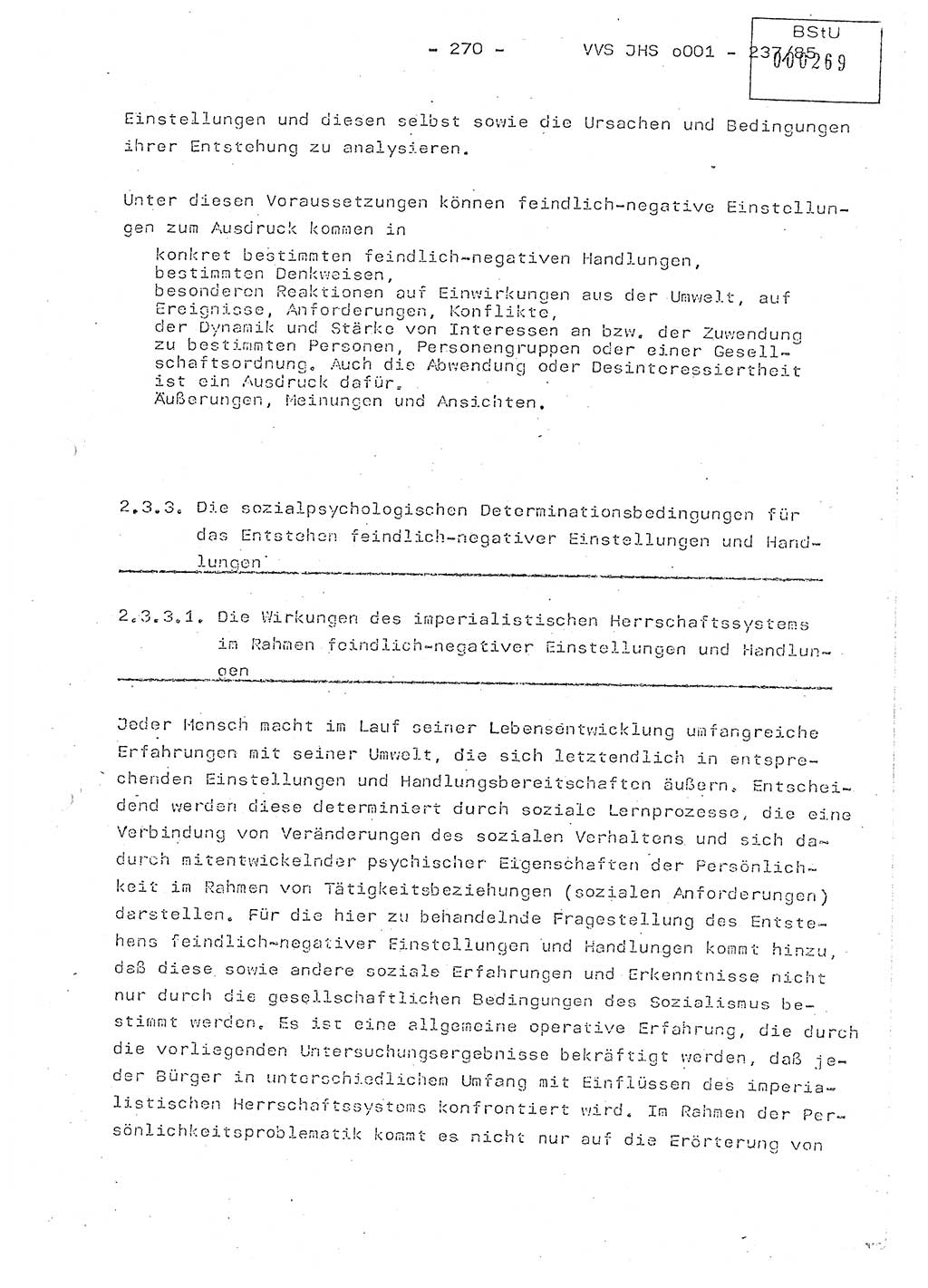 Dissertation Oberstleutnant Peter Jakulski (JHS), Oberstleutnat Christian Rudolph (HA Ⅸ), Major Horst Böttger (ZMD), Major Wolfgang Grüneberg (JHS), Major Albert Meutsch (JHS), Ministerium für Staatssicherheit (MfS) [Deutsche Demokratische Republik (DDR)], Juristische Hochschule (JHS), Vertrauliche Verschlußsache (VVS) o001-237/85, Potsdam 1985, Seite 270 (Diss. MfS DDR JHS VVS o001-237/85 1985, S. 270)