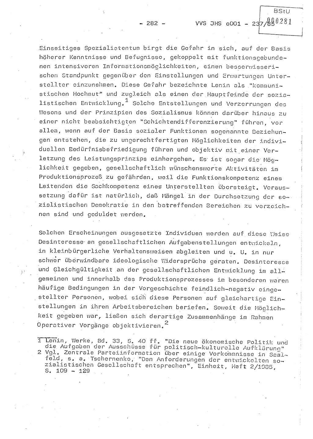 Dissertation Oberstleutnant Peter Jakulski (JHS), Oberstleutnat Christian Rudolph (HA Ⅸ), Major Horst Böttger (ZMD), Major Wolfgang Grüneberg (JHS), Major Albert Meutsch (JHS), Ministerium für Staatssicherheit (MfS) [Deutsche Demokratische Republik (DDR)], Juristische Hochschule (JHS), Vertrauliche Verschlußsache (VVS) o001-237/85, Potsdam 1985, Seite 282 (Diss. MfS DDR JHS VVS o001-237/85 1985, S. 282)