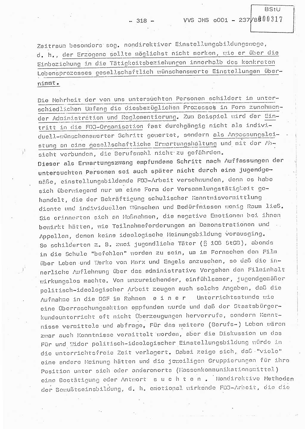 Dissertation Oberstleutnant Peter Jakulski (JHS), Oberstleutnat Christian Rudolph (HA Ⅸ), Major Horst Böttger (ZMD), Major Wolfgang Grüneberg (JHS), Major Albert Meutsch (JHS), Ministerium für Staatssicherheit (MfS) [Deutsche Demokratische Republik (DDR)], Juristische Hochschule (JHS), Vertrauliche Verschlußsache (VVS) o001-237/85, Potsdam 1985, Seite 318 (Diss. MfS DDR JHS VVS o001-237/85 1985, S. 318)