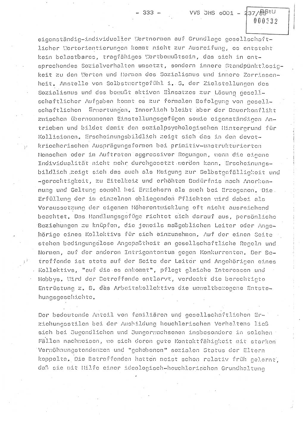 Dissertation Oberstleutnant Peter Jakulski (JHS), Oberstleutnat Christian Rudolph (HA Ⅸ), Major Horst Böttger (ZMD), Major Wolfgang Grüneberg (JHS), Major Albert Meutsch (JHS), Ministerium für Staatssicherheit (MfS) [Deutsche Demokratische Republik (DDR)], Juristische Hochschule (JHS), Vertrauliche Verschlußsache (VVS) o001-237/85, Potsdam 1985, Seite 333 (Diss. MfS DDR JHS VVS o001-237/85 1985, S. 333)