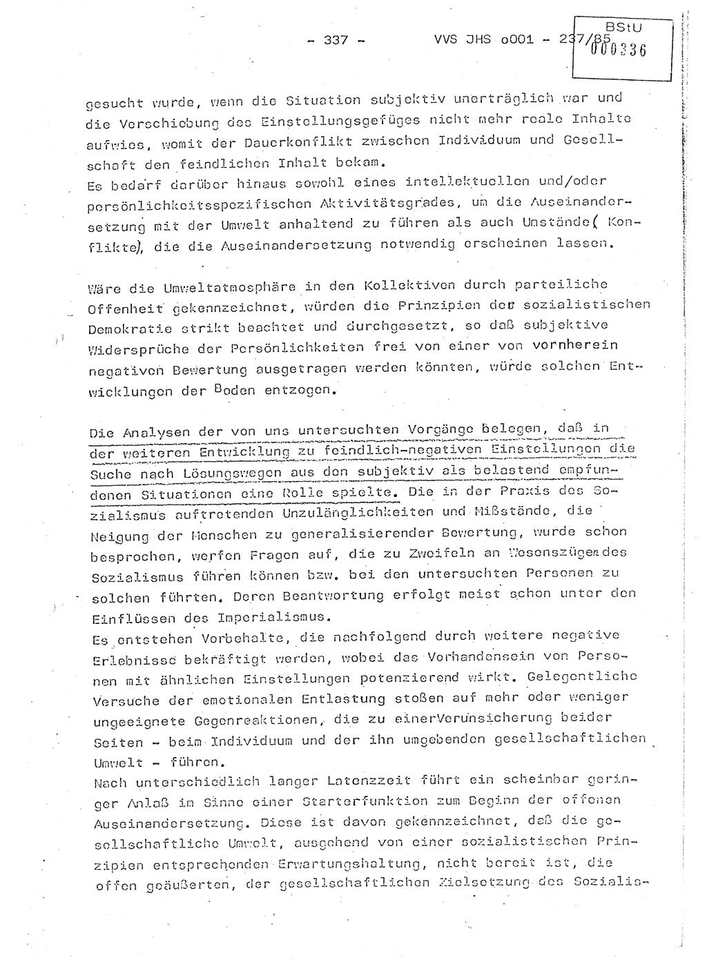 Dissertation Oberstleutnant Peter Jakulski (JHS), Oberstleutnat Christian Rudolph (HA Ⅸ), Major Horst Böttger (ZMD), Major Wolfgang Grüneberg (JHS), Major Albert Meutsch (JHS), Ministerium für Staatssicherheit (MfS) [Deutsche Demokratische Republik (DDR)], Juristische Hochschule (JHS), Vertrauliche Verschlußsache (VVS) o001-237/85, Potsdam 1985, Seite 337 (Diss. MfS DDR JHS VVS o001-237/85 1985, S. 337)