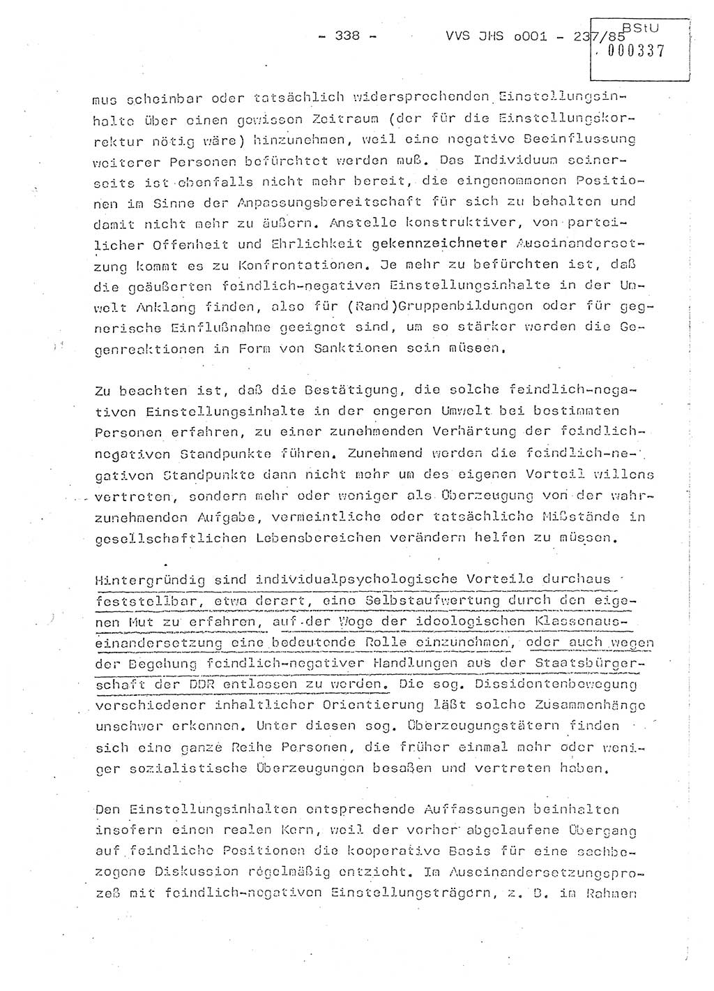 Dissertation Oberstleutnant Peter Jakulski (JHS), Oberstleutnat Christian Rudolph (HA Ⅸ), Major Horst Böttger (ZMD), Major Wolfgang Grüneberg (JHS), Major Albert Meutsch (JHS), Ministerium für Staatssicherheit (MfS) [Deutsche Demokratische Republik (DDR)], Juristische Hochschule (JHS), Vertrauliche Verschlußsache (VVS) o001-237/85, Potsdam 1985, Seite 338 (Diss. MfS DDR JHS VVS o001-237/85 1985, S. 338)