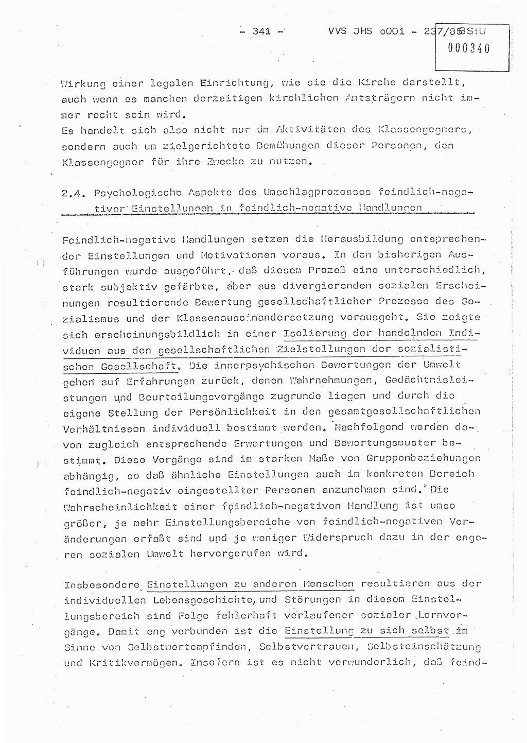 Dissertation Oberstleutnant Peter Jakulski (JHS), Oberstleutnat Christian Rudolph (HA Ⅸ), Major Horst Böttger (ZMD), Major Wolfgang Grüneberg (JHS), Major Albert Meutsch (JHS), Ministerium für Staatssicherheit (MfS) [Deutsche Demokratische Republik (DDR)], Juristische Hochschule (JHS), Vertrauliche Verschlußsache (VVS) o001-237/85, Potsdam 1985, Seite 341 (Diss. MfS DDR JHS VVS o001-237/85 1985, S. 341)