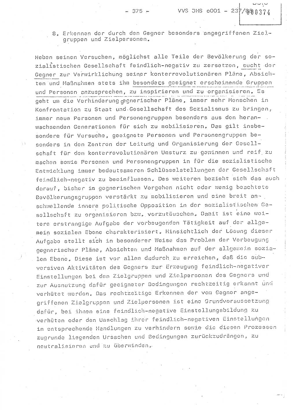 Dissertation Oberstleutnant Peter Jakulski (JHS), Oberstleutnat Christian Rudolph (HA Ⅸ), Major Horst Böttger (ZMD), Major Wolfgang Grüneberg (JHS), Major Albert Meutsch (JHS), Ministerium für Staatssicherheit (MfS) [Deutsche Demokratische Republik (DDR)], Juristische Hochschule (JHS), Vertrauliche Verschlußsache (VVS) o001-237/85, Potsdam 1985, Seite 375 (Diss. MfS DDR JHS VVS o001-237/85 1985, S. 375)