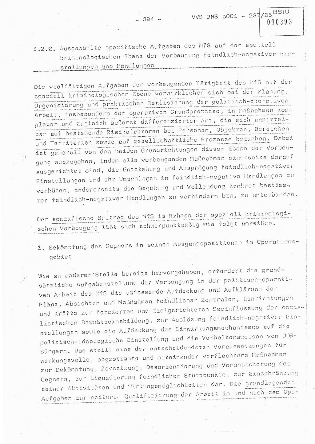 Dissertation Oberstleutnant Peter Jakulski (JHS), Oberstleutnat Christian Rudolph (HA Ⅸ), Major Horst Böttger (ZMD), Major Wolfgang Grüneberg (JHS), Major Albert Meutsch (JHS), Ministerium für Staatssicherheit (MfS) [Deutsche Demokratische Republik (DDR)], Juristische Hochschule (JHS), Vertrauliche Verschlußsache (VVS) o001-237/85, Potsdam 1985, Seite 394 (Diss. MfS DDR JHS VVS o001-237/85 1985, S. 394)