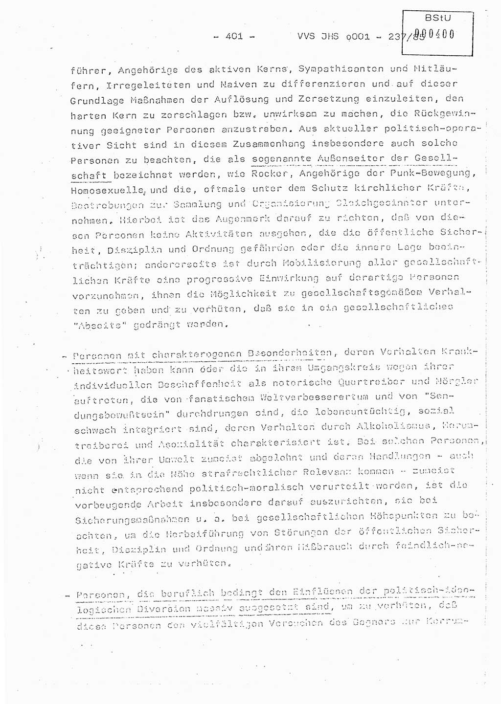 Dissertation Oberstleutnant Peter Jakulski (JHS), Oberstleutnat Christian Rudolph (HA Ⅸ), Major Horst Böttger (ZMD), Major Wolfgang Grüneberg (JHS), Major Albert Meutsch (JHS), Ministerium für Staatssicherheit (MfS) [Deutsche Demokratische Republik (DDR)], Juristische Hochschule (JHS), Vertrauliche Verschlußsache (VVS) o001-237/85, Potsdam 1985, Seite 401 (Diss. MfS DDR JHS VVS o001-237/85 1985, S. 401)