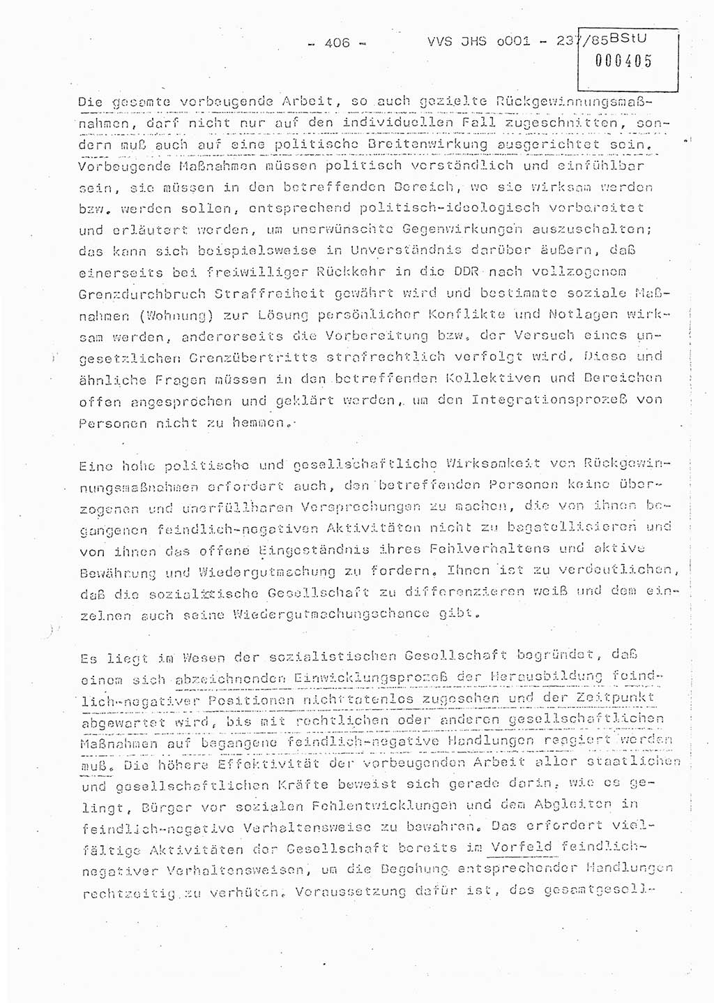 Dissertation Oberstleutnant Peter Jakulski (JHS), Oberstleutnat Christian Rudolph (HA Ⅸ), Major Horst Böttger (ZMD), Major Wolfgang Grüneberg (JHS), Major Albert Meutsch (JHS), Ministerium für Staatssicherheit (MfS) [Deutsche Demokratische Republik (DDR)], Juristische Hochschule (JHS), Vertrauliche Verschlußsache (VVS) o001-237/85, Potsdam 1985, Seite 406 (Diss. MfS DDR JHS VVS o001-237/85 1985, S. 406)