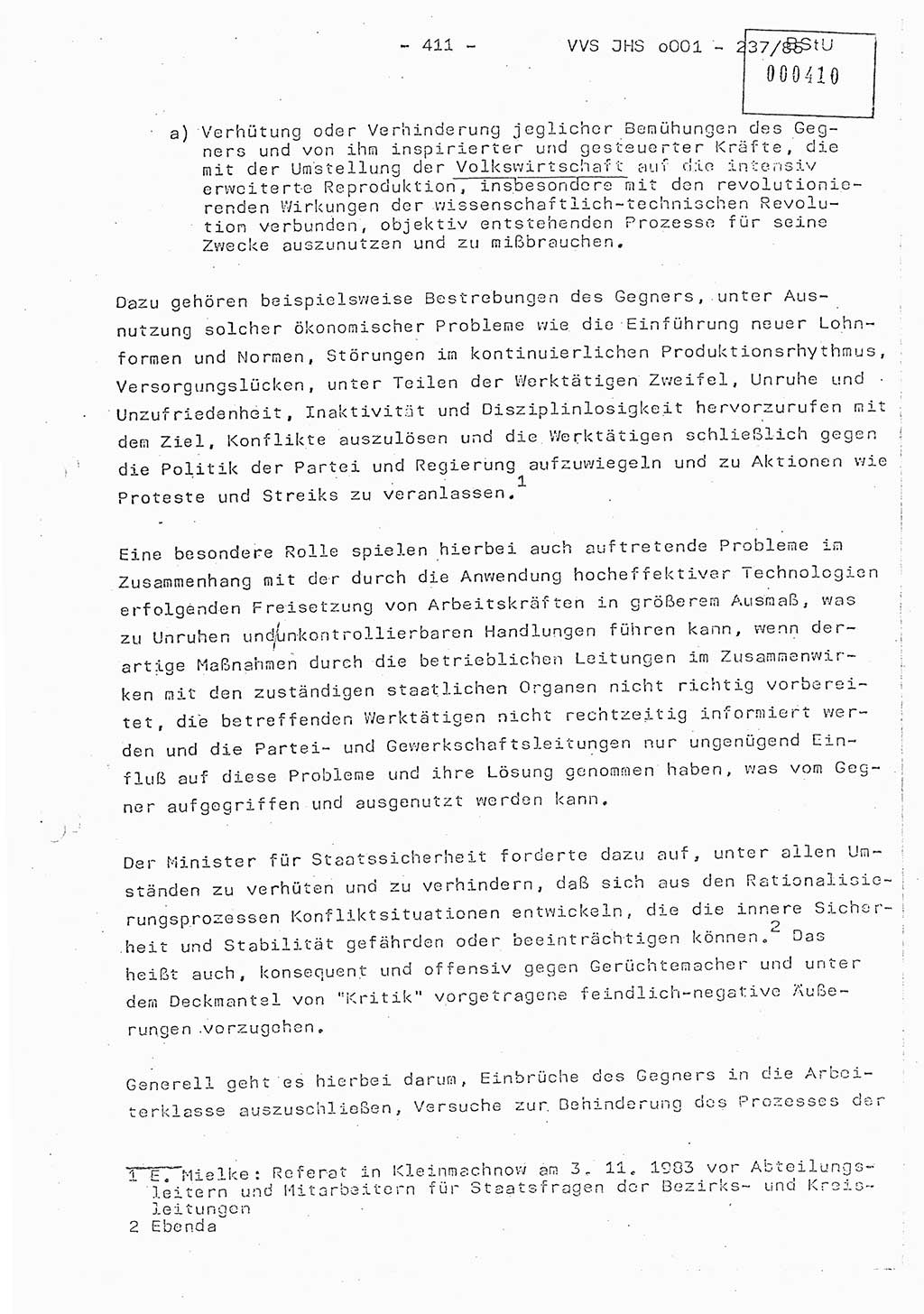 Dissertation Oberstleutnant Peter Jakulski (JHS), Oberstleutnat Christian Rudolph (HA Ⅸ), Major Horst Böttger (ZMD), Major Wolfgang Grüneberg (JHS), Major Albert Meutsch (JHS), Ministerium für Staatssicherheit (MfS) [Deutsche Demokratische Republik (DDR)], Juristische Hochschule (JHS), Vertrauliche Verschlußsache (VVS) o001-237/85, Potsdam 1985, Seite 411 (Diss. MfS DDR JHS VVS o001-237/85 1985, S. 411)