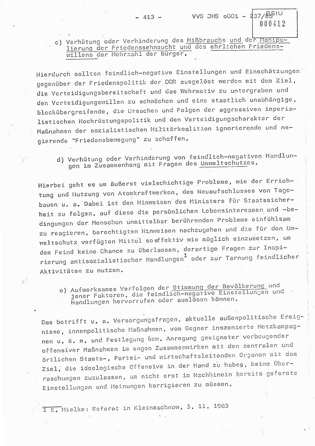 Dissertation Oberstleutnant Peter Jakulski (JHS), Oberstleutnat Christian Rudolph (HA Ⅸ), Major Horst Böttger (ZMD), Major Wolfgang Grüneberg (JHS), Major Albert Meutsch (JHS), Ministerium für Staatssicherheit (MfS) [Deutsche Demokratische Republik (DDR)], Juristische Hochschule (JHS), Vertrauliche Verschlußsache (VVS) o001-237/85, Potsdam 1985, Seite 413 (Diss. MfS DDR JHS VVS o001-237/85 1985, S. 413)