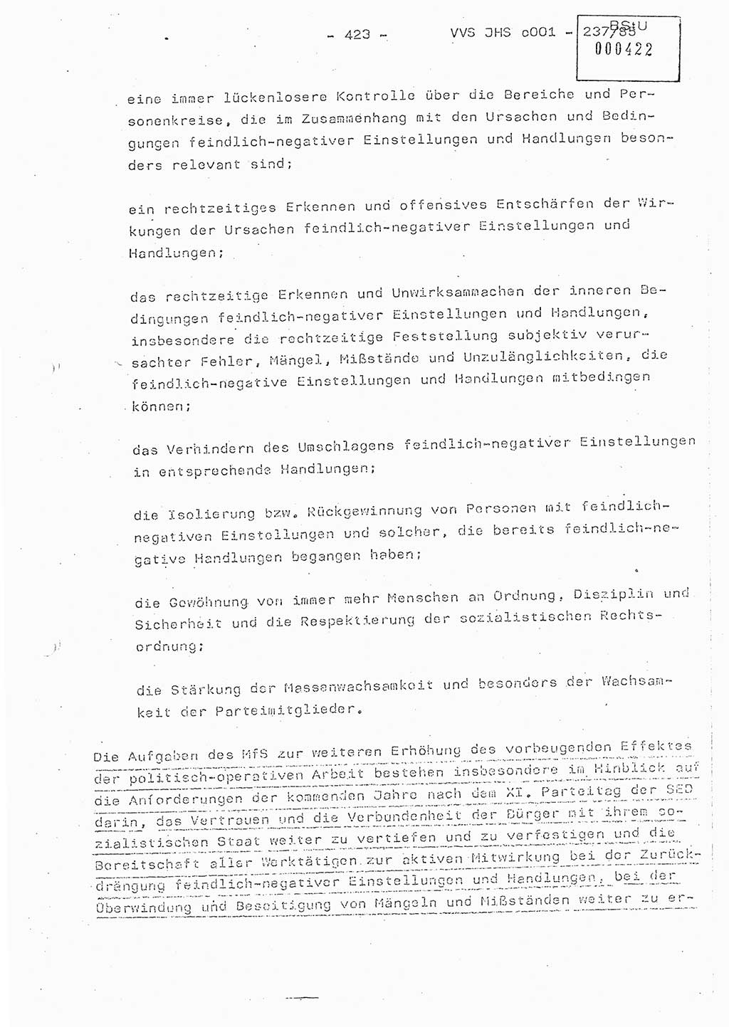 Dissertation Oberstleutnant Peter Jakulski (JHS), Oberstleutnat Christian Rudolph (HA Ⅸ), Major Horst Böttger (ZMD), Major Wolfgang Grüneberg (JHS), Major Albert Meutsch (JHS), Ministerium für Staatssicherheit (MfS) [Deutsche Demokratische Republik (DDR)], Juristische Hochschule (JHS), Vertrauliche Verschlußsache (VVS) o001-237/85, Potsdam 1985, Seite 423 (Diss. MfS DDR JHS VVS o001-237/85 1985, S. 423)