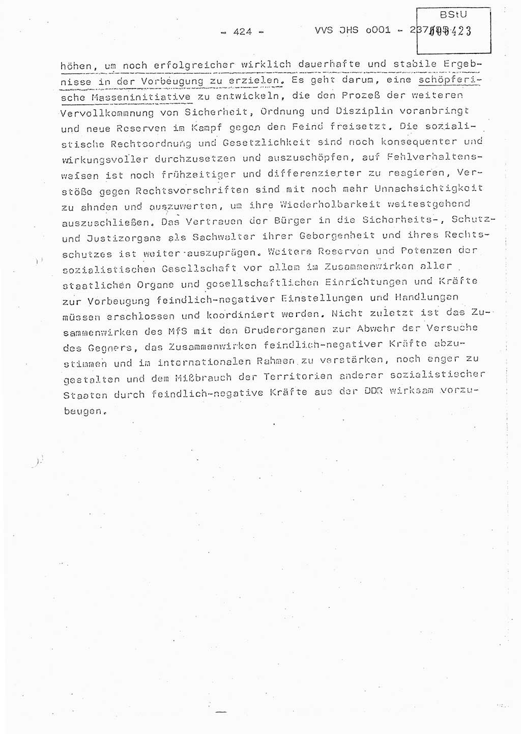 Dissertation Oberstleutnant Peter Jakulski (JHS), Oberstleutnat Christian Rudolph (HA Ⅸ), Major Horst Böttger (ZMD), Major Wolfgang Grüneberg (JHS), Major Albert Meutsch (JHS), Ministerium für Staatssicherheit (MfS) [Deutsche Demokratische Republik (DDR)], Juristische Hochschule (JHS), Vertrauliche Verschlußsache (VVS) o001-237/85, Potsdam 1985, Seite 424 (Diss. MfS DDR JHS VVS o001-237/85 1985, S. 424)