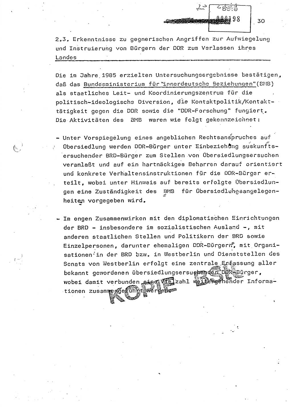 Jahresbericht der Hauptabteilung (HA) Ⅸ 1985, Einschätzung der Wirksamkeit der Untersuchungsarbeit im Jahre 1985, Ministerium für Staatssicherheit (MfS) der Deutschen Demokratischen Republik (DDR), Hauptabteilung Ⅸ, Berlin 1986, Seite 30 (Einsch. MfS DDR HA Ⅸ /86 1985, S. 30)