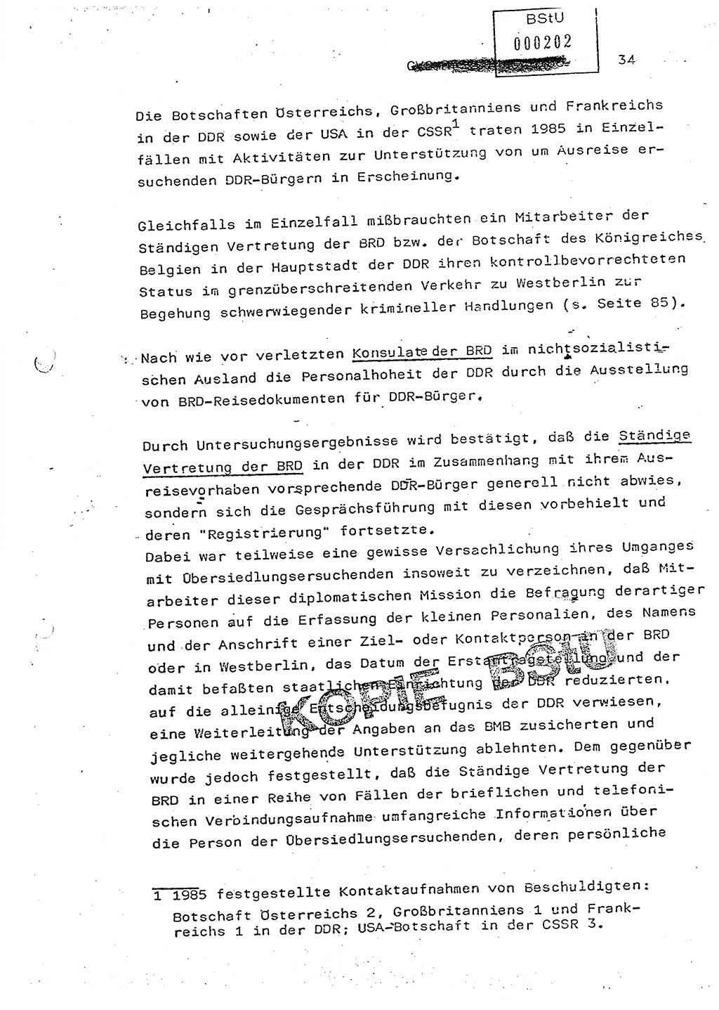 Jahresbericht der Hauptabteilung (HA) Ⅸ 1985, Einschätzung der Wirksamkeit der Untersuchungsarbeit im Jahre 1985, Ministerium für Staatssicherheit (MfS) der Deutschen Demokratischen Republik (DDR), Hauptabteilung Ⅸ, Berlin 1986, Seite 34 (Einsch. MfS DDR HA Ⅸ /86 1985, S. 34)