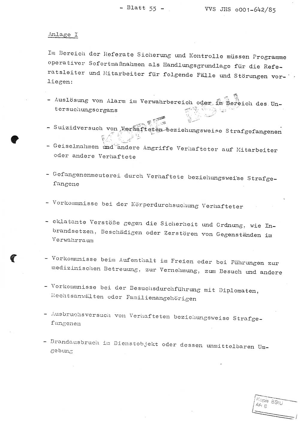 Fachschulabschlußarbeit Oberleutnant Lothar Fahland (Abt. ⅩⅣ), Ministerium für Staatssicherheit (MfS) [Deutsche Demokratische Republik (DDR)], Juristische Hochschule (JHS), Vertrauliche Verschlußsache (VVS) o001-642/85, Potsdam 1985, Blatt 55 (FS-Abschl.-Arb. MfS DDR JHS VVS o001-642/85 1985, Bl. 55)